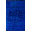Overdyed Hand Knotted Wool Modern Contemporary Blue Area Rug 4 1 X 6 6