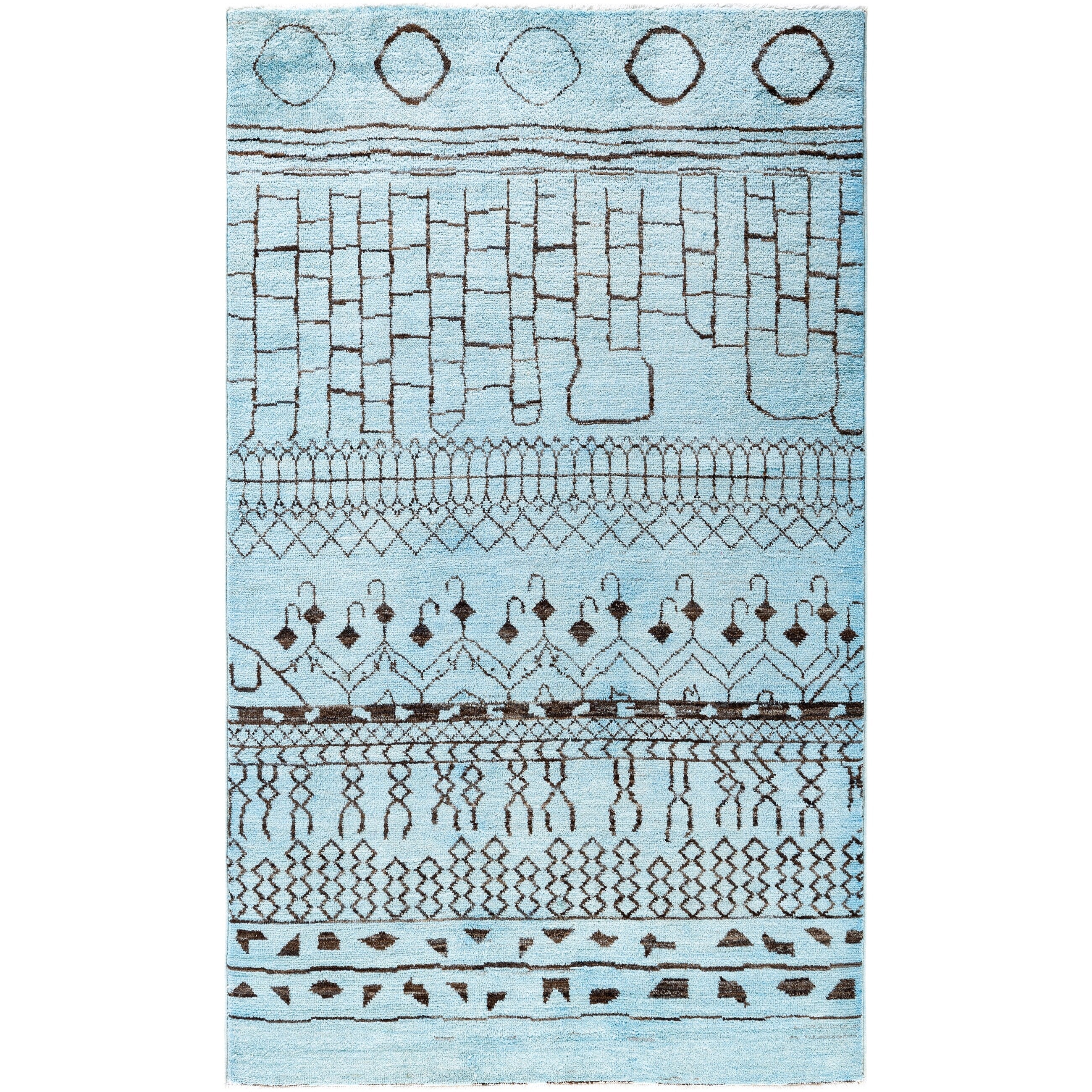 Overdyed Hand Knotted Wool Modern Contemporary Blue Area Rug 5 1 X 8 4