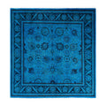 Overdyed Hand Knotted Wool Modern Contemporary Blue Area Rug 6 1 X 6 5
