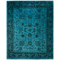 Overdyed Hand Knotted Wool Modern Contemporary Blue Area Rug 8 2 X 10 3