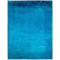 Overdyed Hand Knotted Wool Modern Contemporary Blue Area Rug 9 1 X 12 0