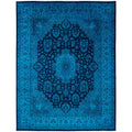 Overdyed Hand Knotted Wool Modern Contemporary Blue Area Rug 9 2 X 12 0