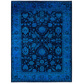 Overdyed Hand Knotted Wool Modern Contemporary Blue Area Rug 9 2 X 12 4