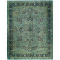 Overdyed Hand Knotted Wool Modern Contemporary Blue Area Rug 9 3 X 11 10