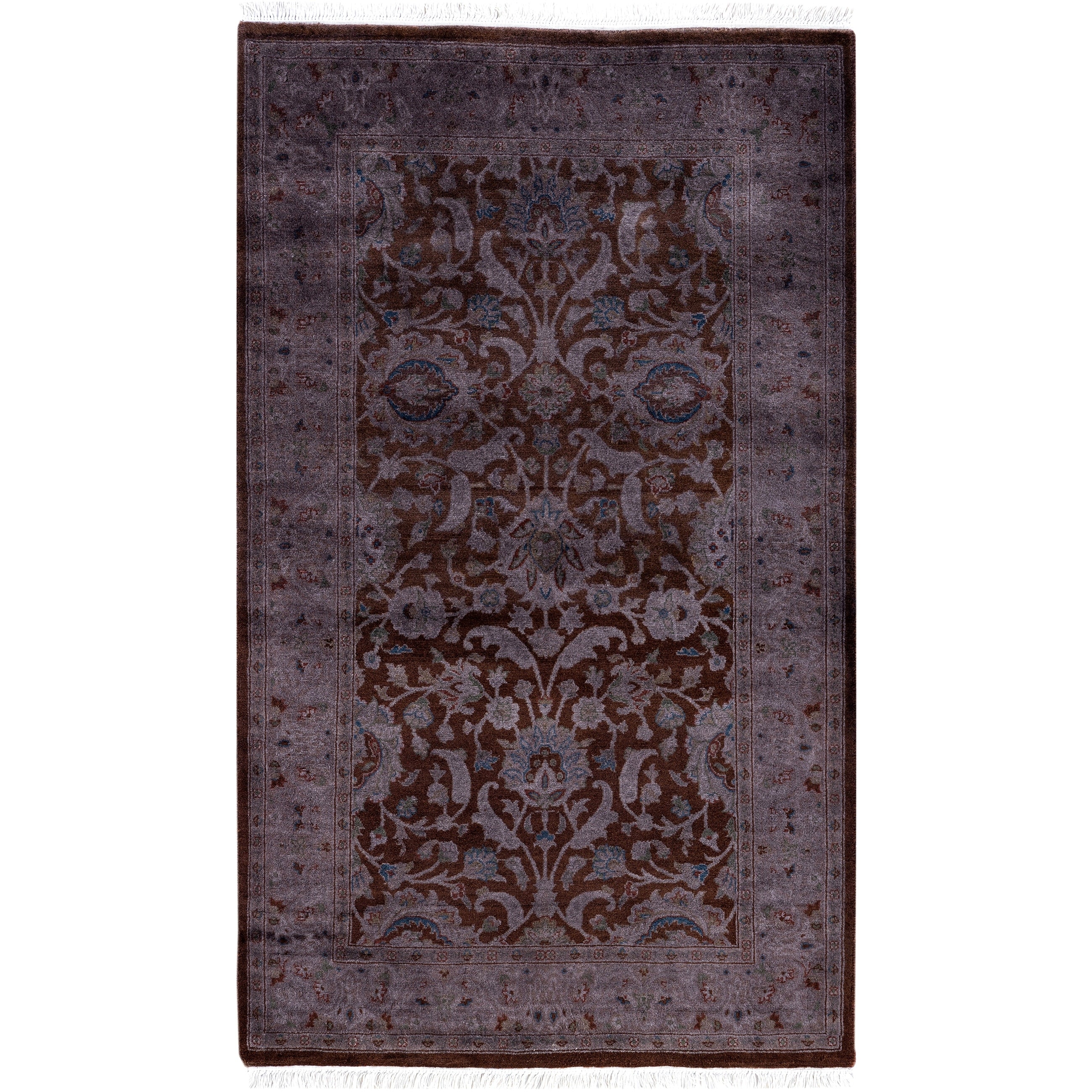 Overdyed Hand Knotted Wool Modern Contemporary Brown Area Rug 2 7 X 4 5