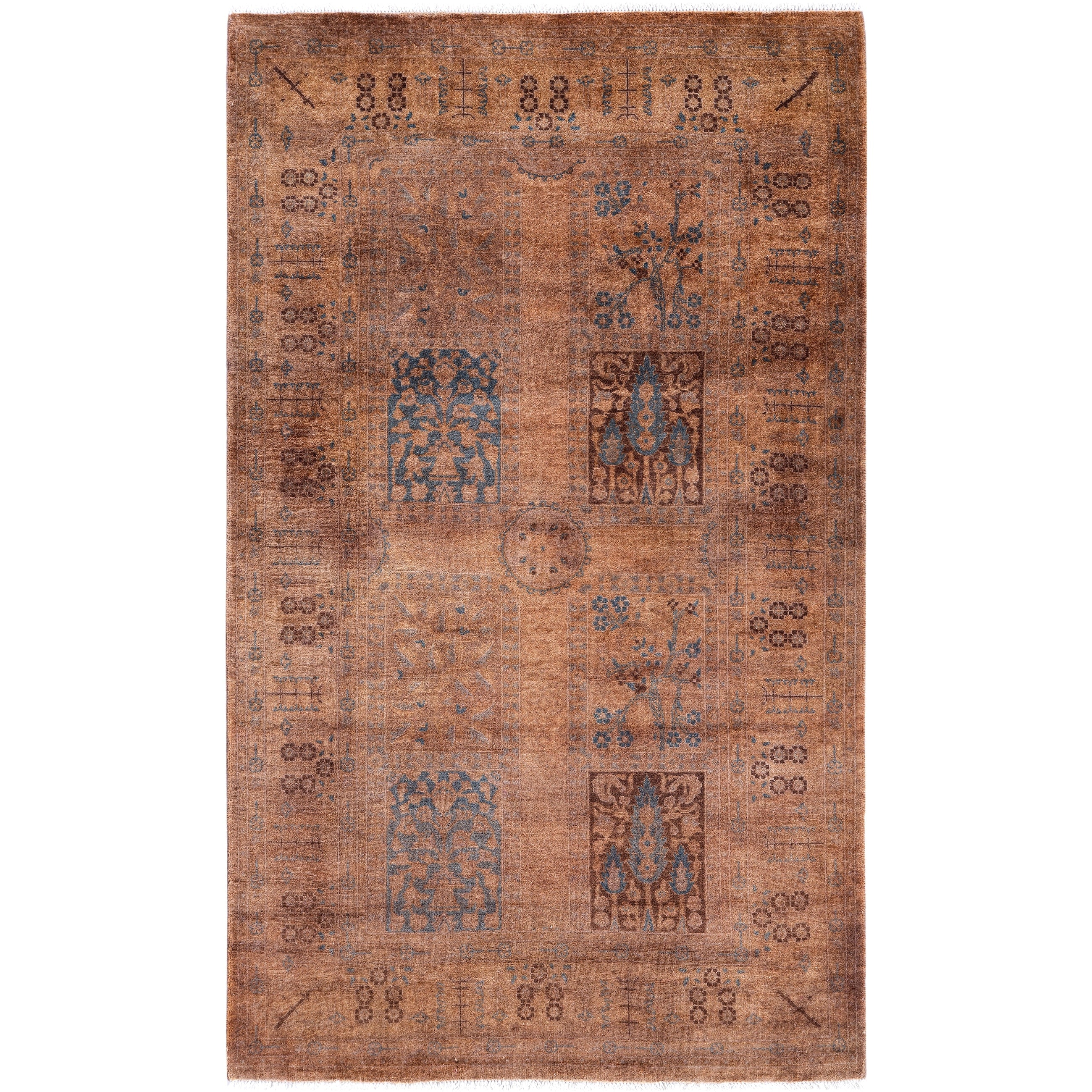 Overdyed Hand Knotted Wool Modern Contemporary Brown Area Rug 3 1 X 5 1