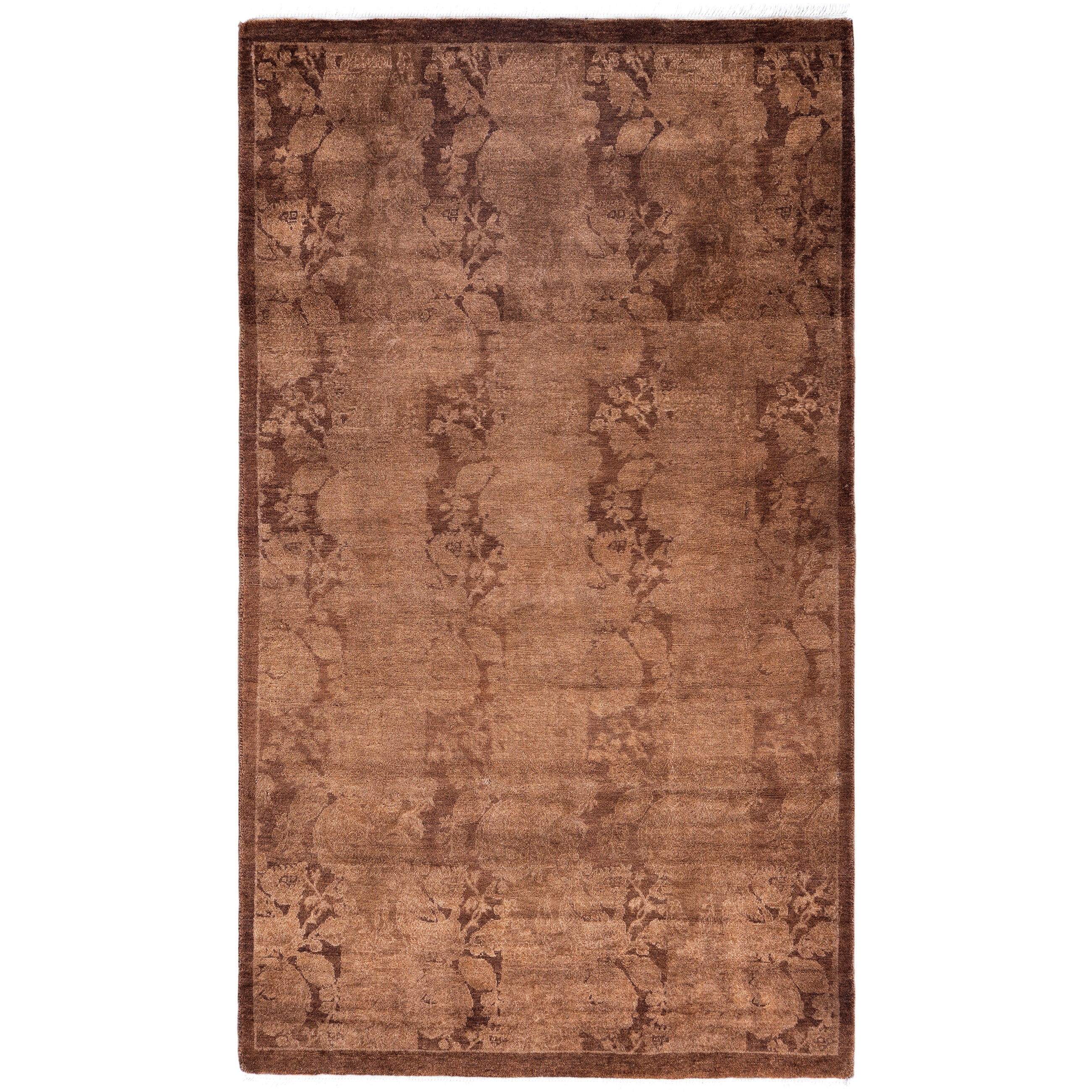 Overdyed Hand Knotted Wool Modern Contemporary Brown Area Rug 3 1 X 5 1