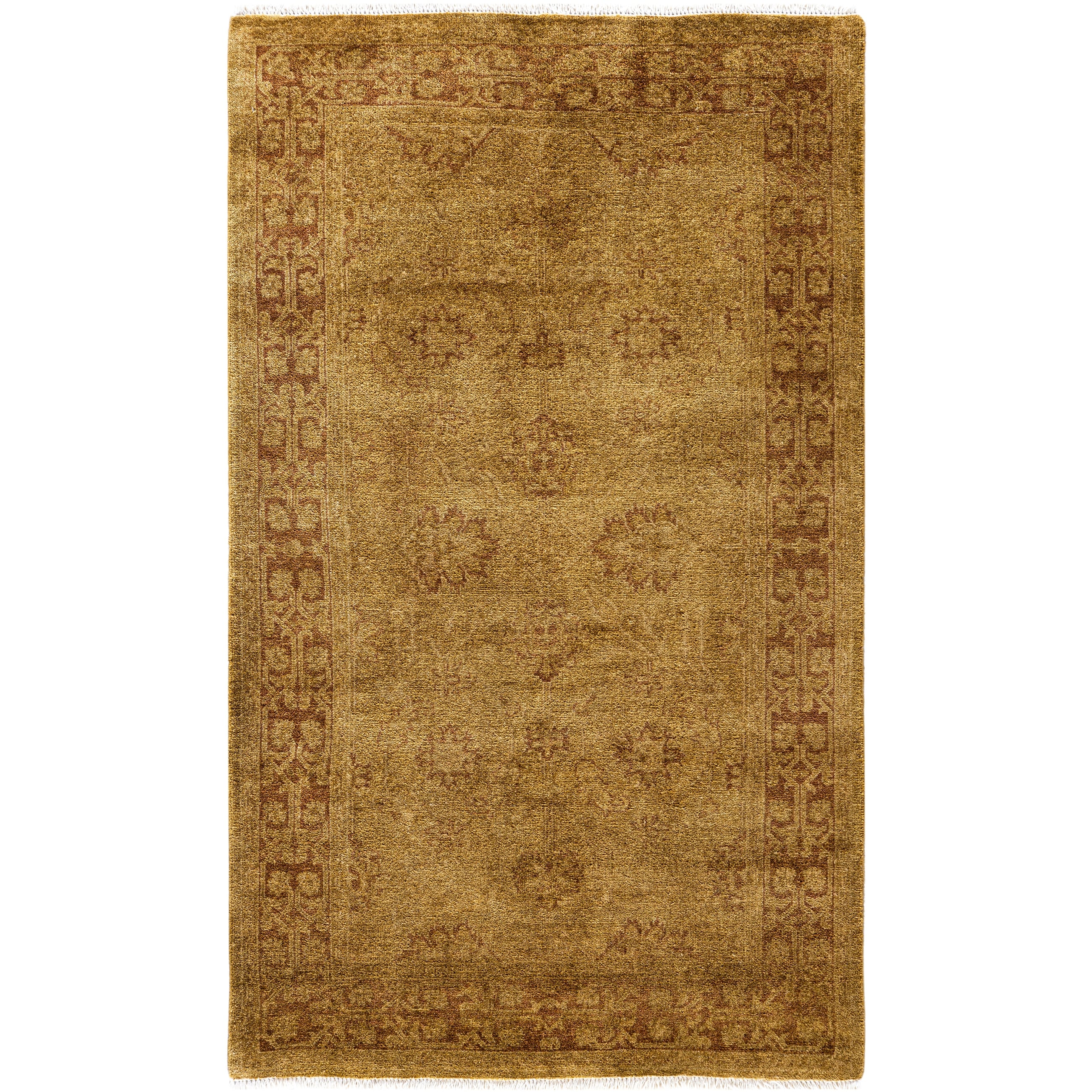 Overdyed Hand Knotted Wool Modern Contemporary Brown Area Rug 3 1 X 5 2