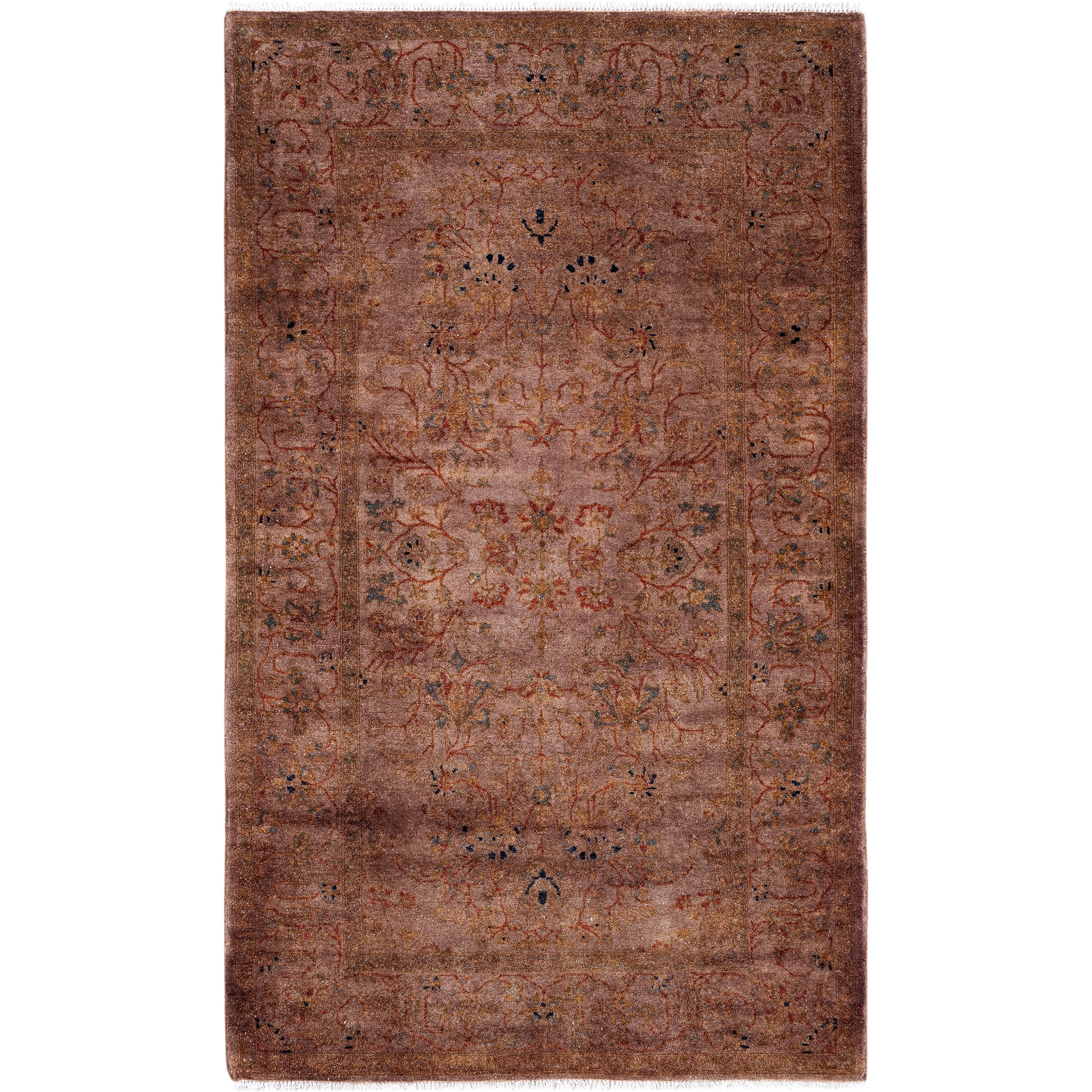 Overdyed Hand Knotted Wool Modern Contemporary Brown Area Rug 3 2 X 5 3