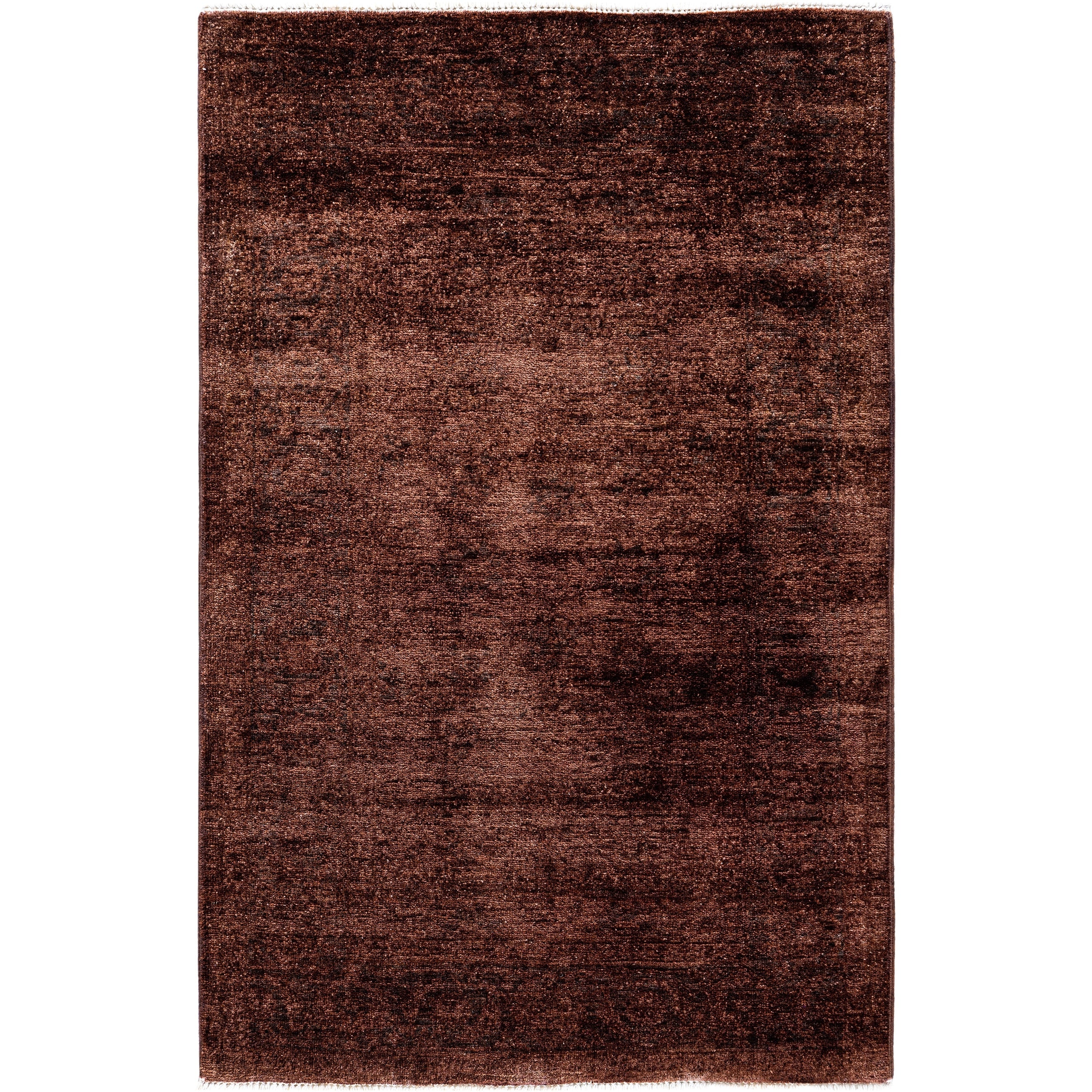 Overdyed Hand Knotted Wool Modern Contemporary Brown Area Rug 3 3 X 4 10