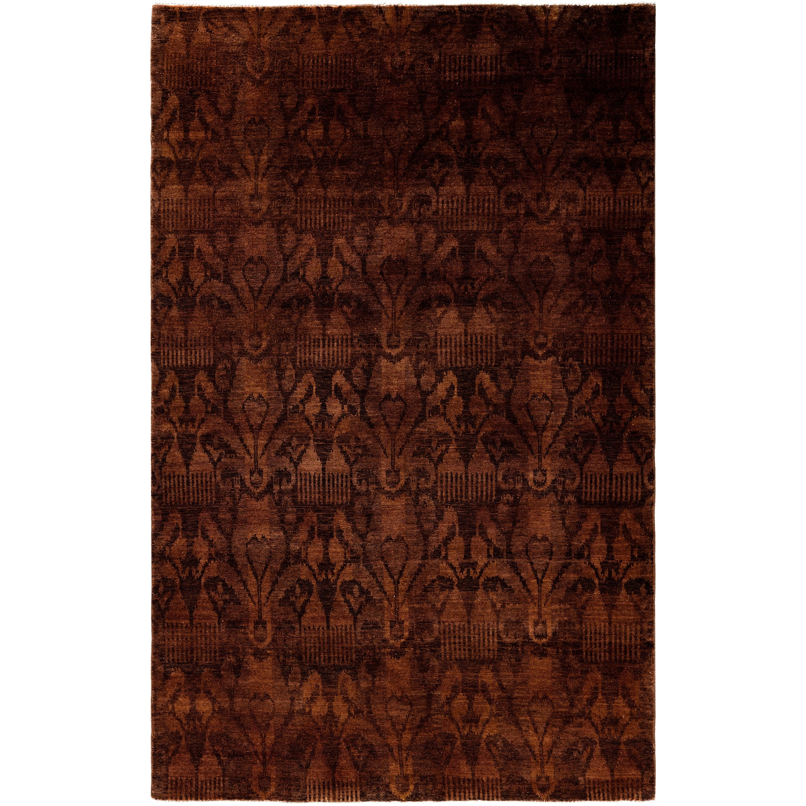 Overdyed Hand Knotted Wool Modern Contemporary Brown Area Rug 5 10 X 9 1