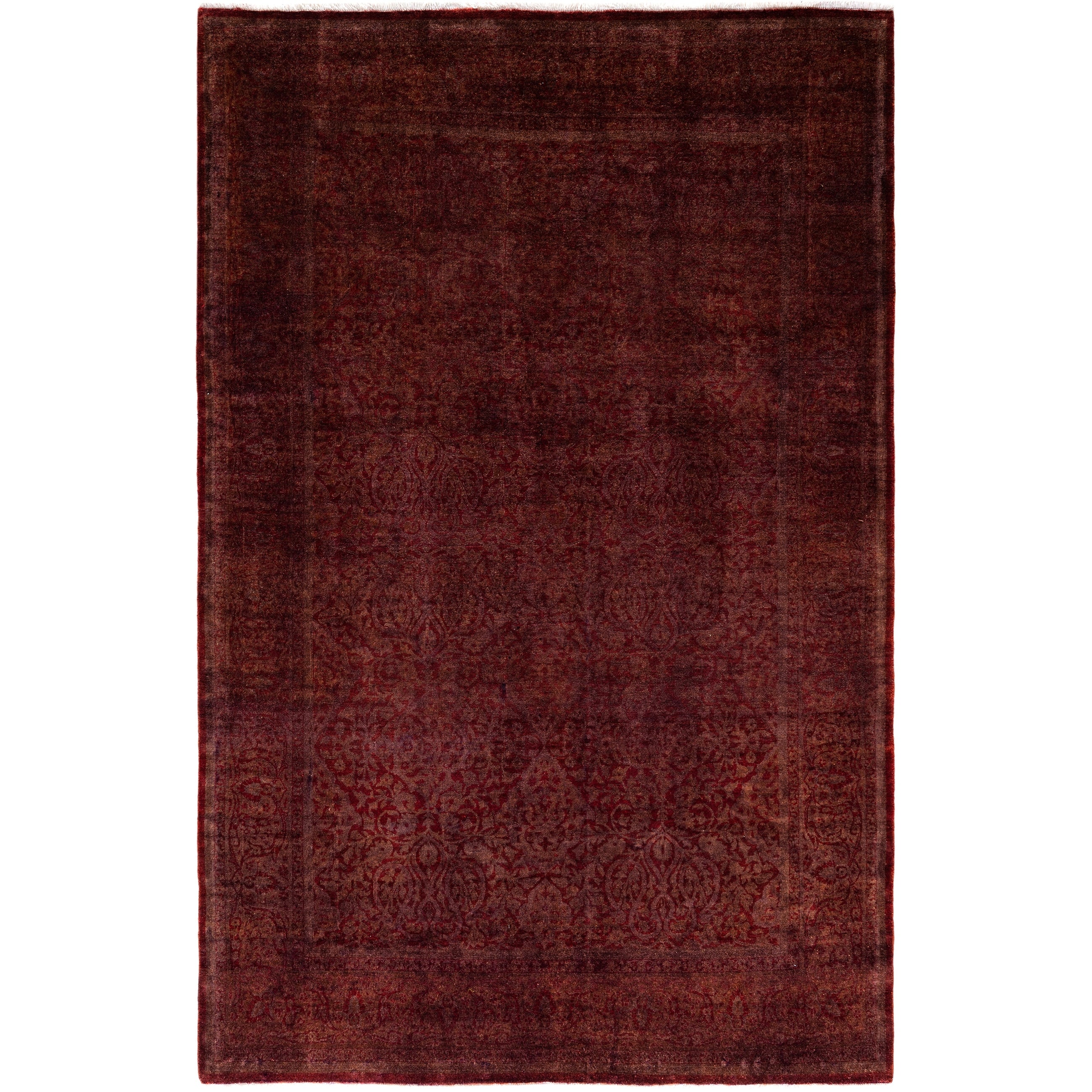 Overdyed Hand Knotted Wool Modern Contemporary Brown Area Rug 5 1 X 7 10