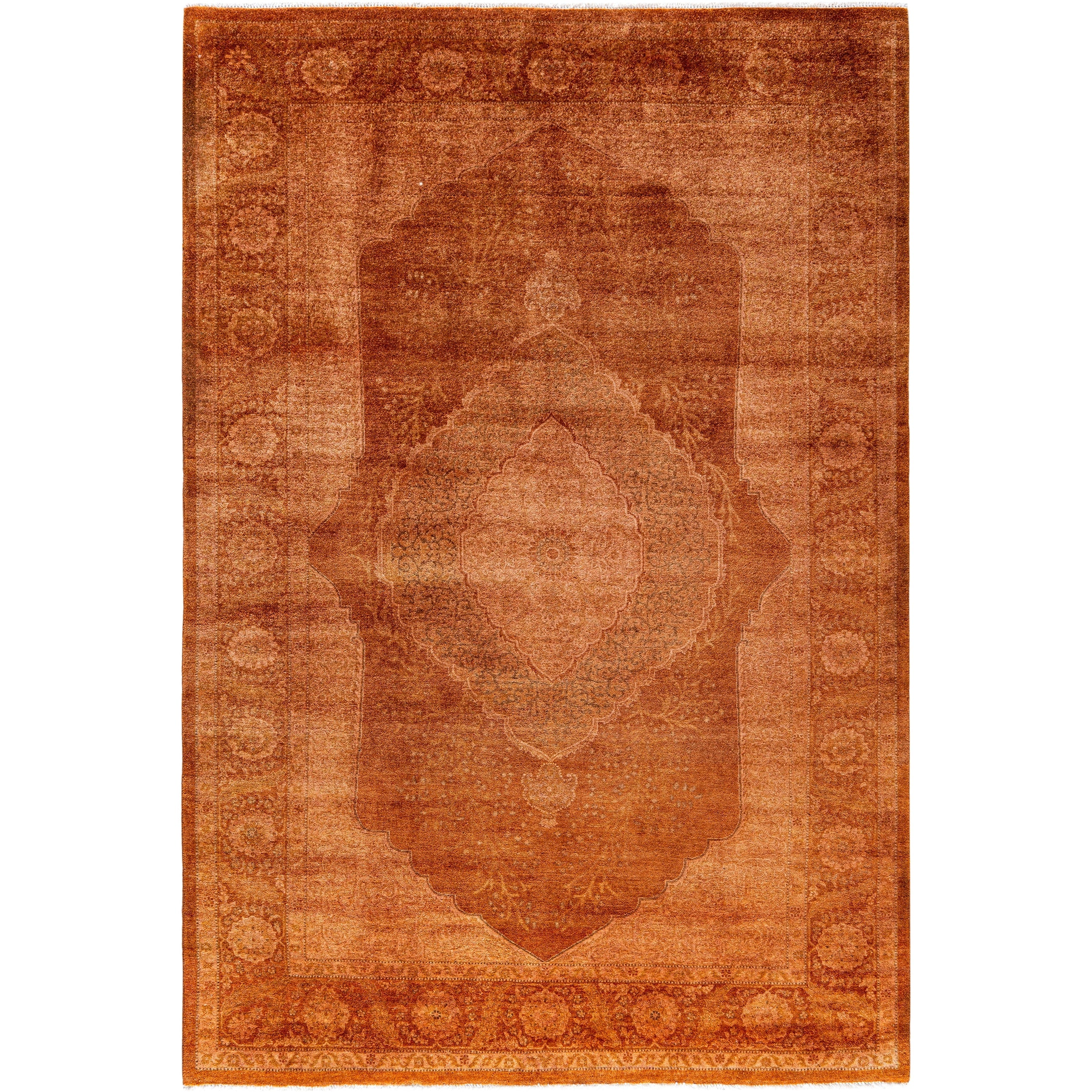 Overdyed Hand Knotted Wool Modern Contemporary Brown Area Rug 5 3 X 7 9
