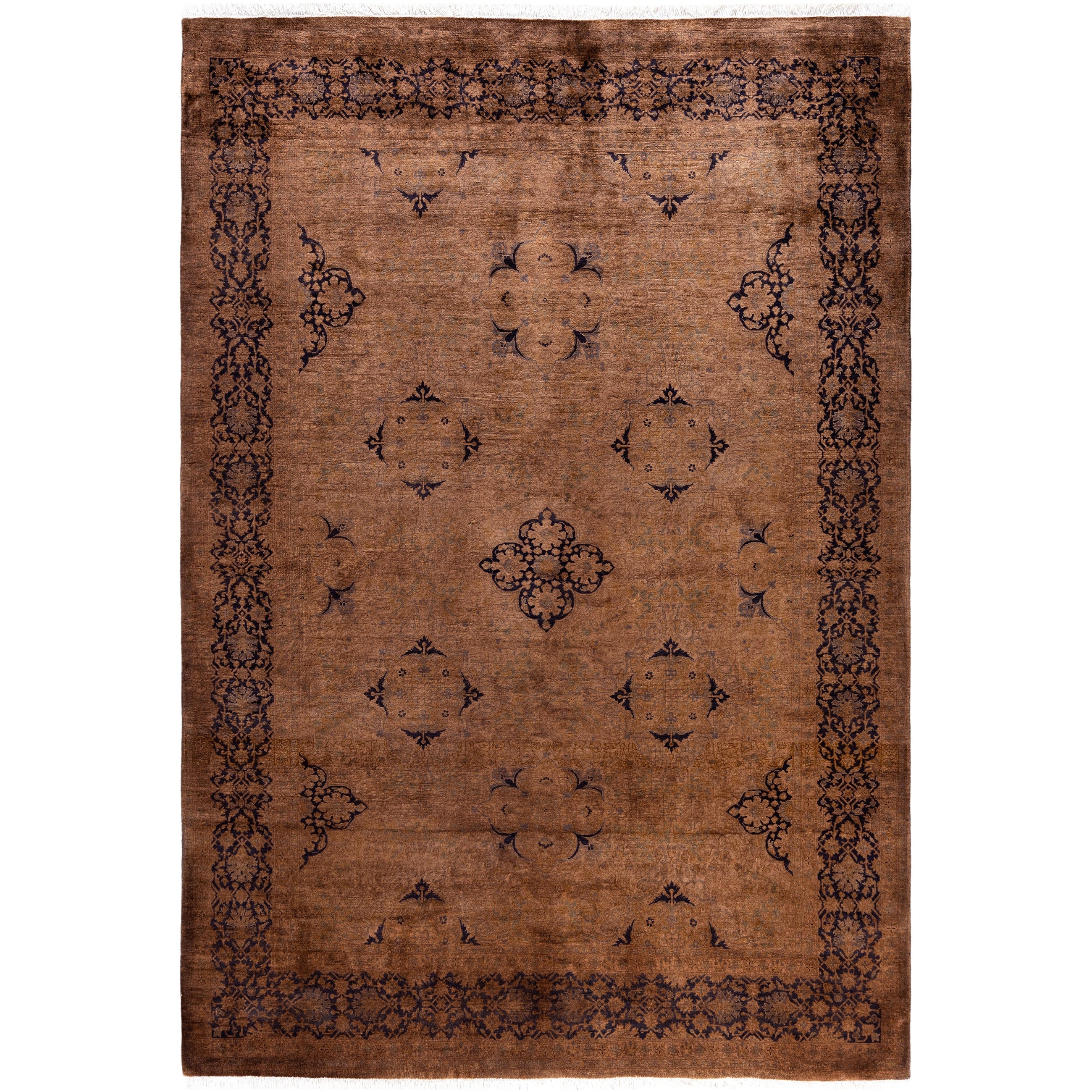 Overdyed Hand Knotted Wool Modern Contemporary Brown Area Rug 6 1 X 8 9