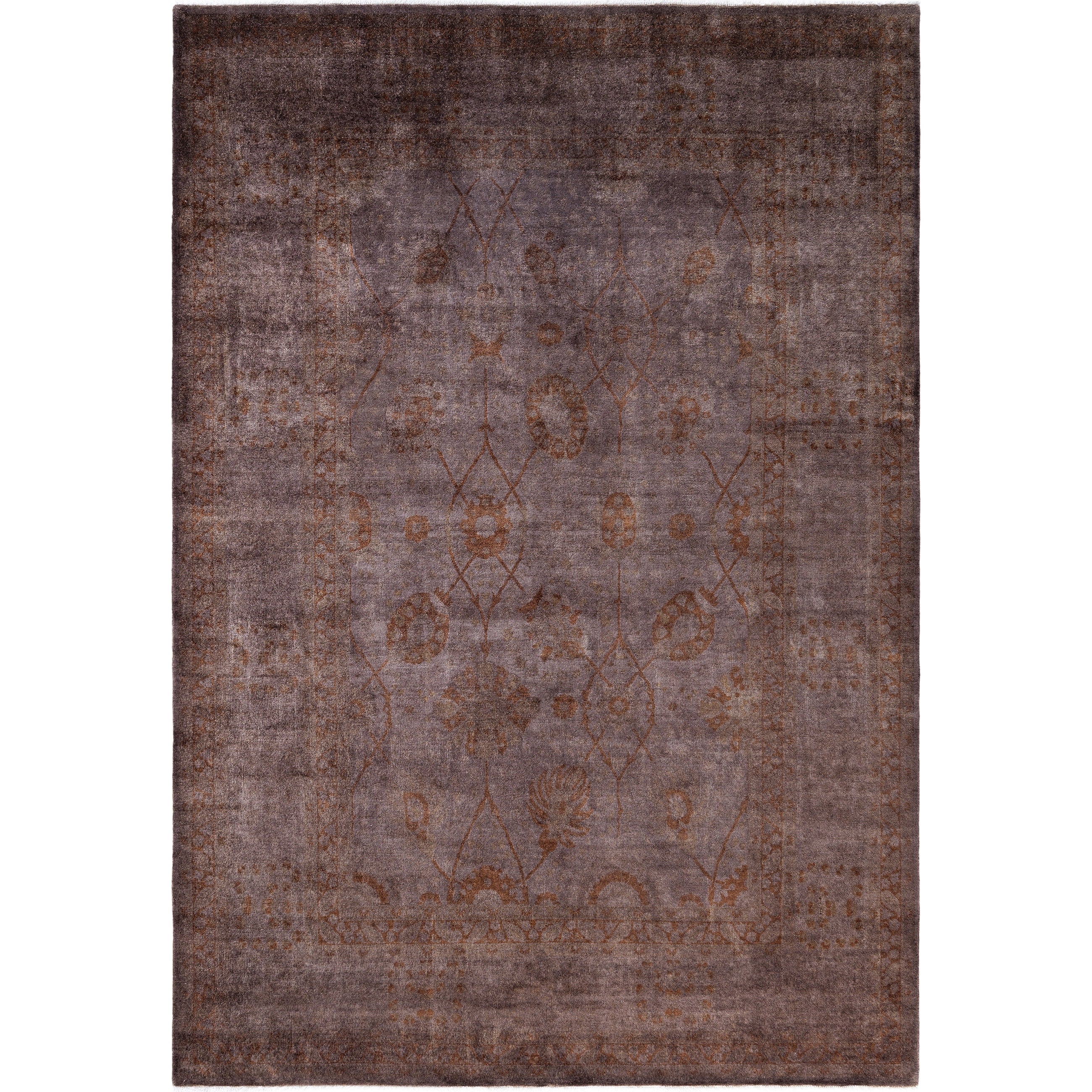 Overdyed Hand Knotted Wool Modern Contemporary Brown Area Rug 6 3 X 9 3