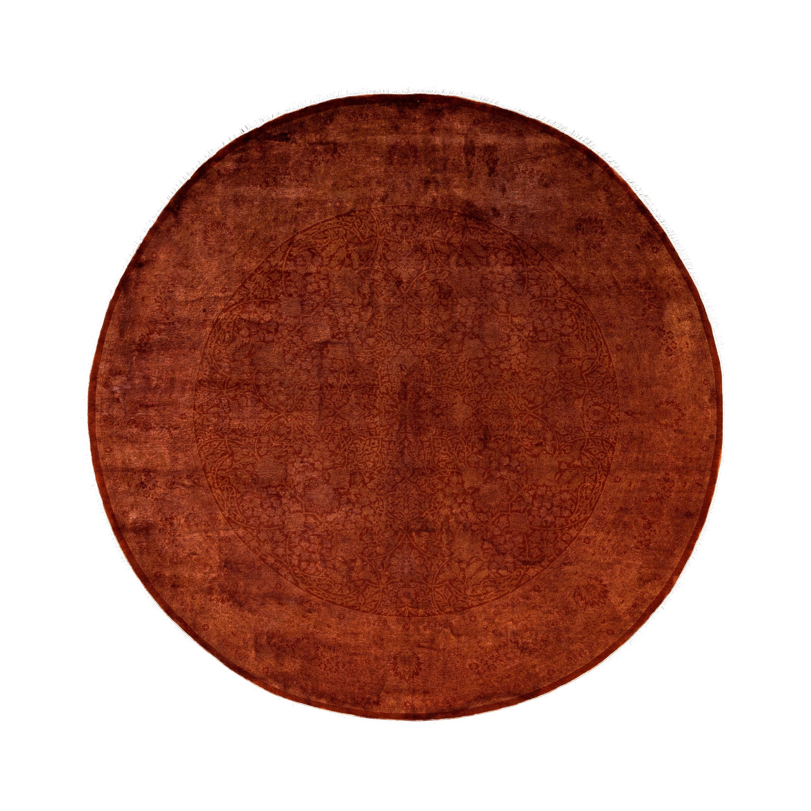 Overdyed Hand Knotted Wool Modern Contemporary Brown Area Rug 8 1 X 8 1