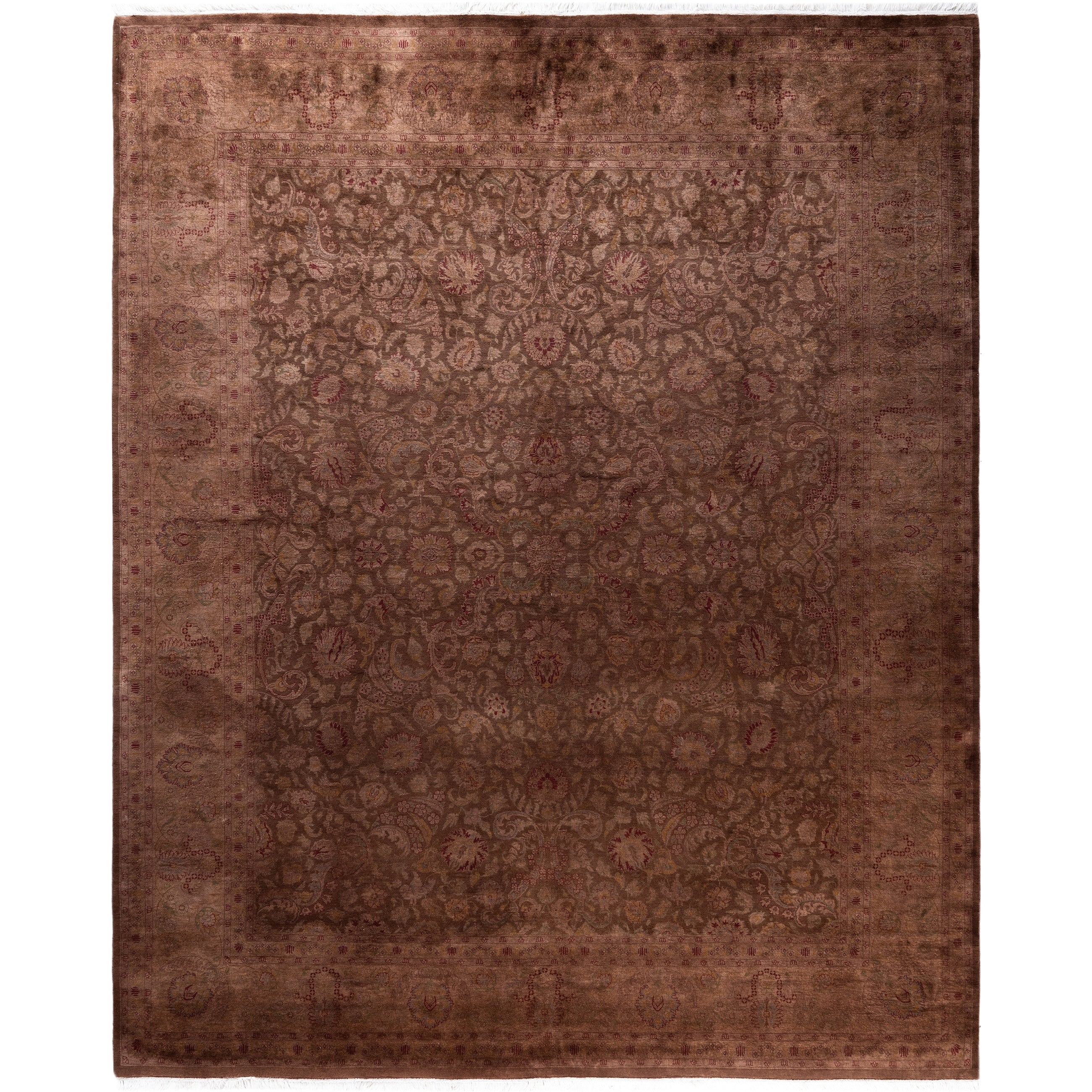 Overdyed Hand Knotted Wool Modern Contemporary Brown Area Rug 8 2 X 9 10