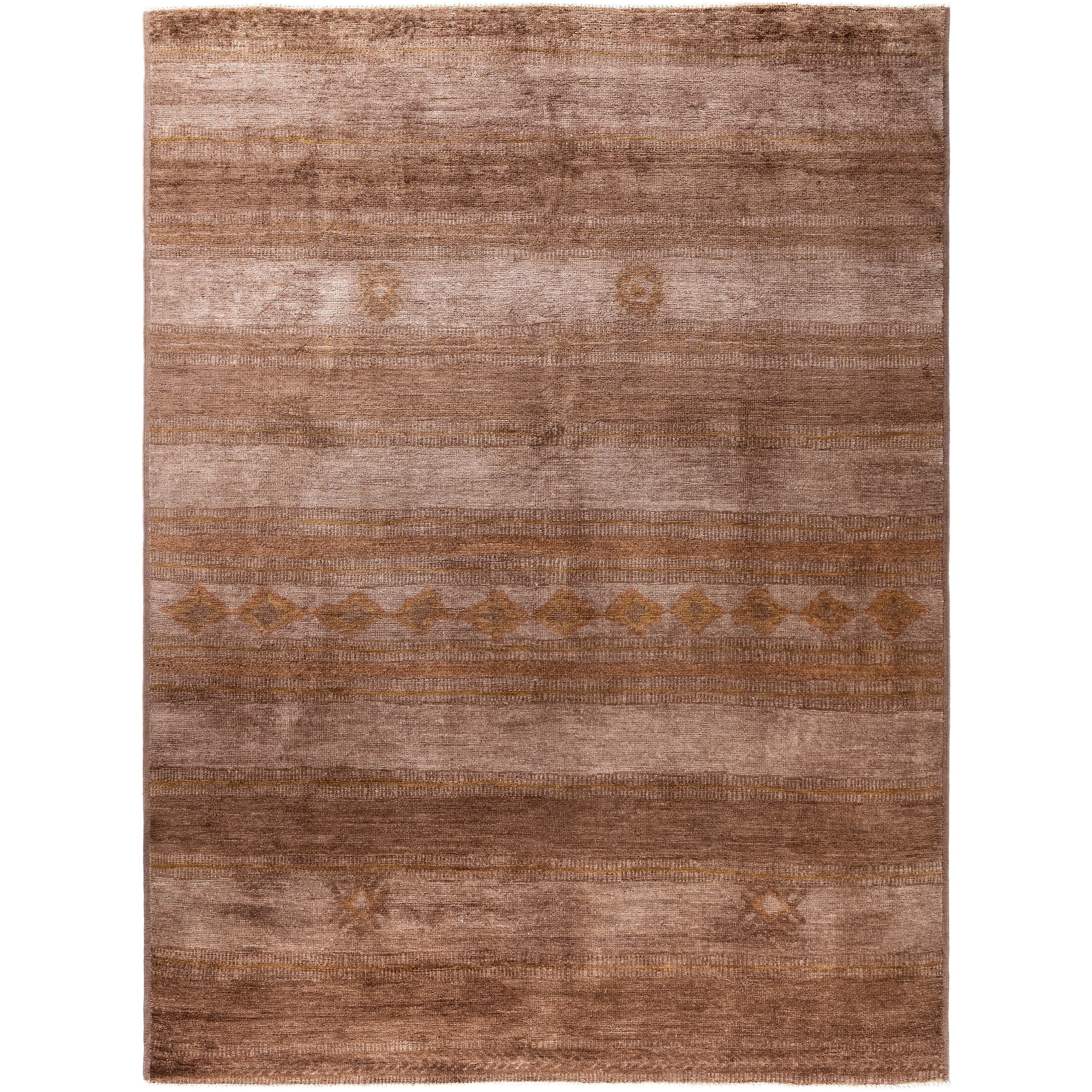 Overdyed Hand Knotted Wool Modern Contemporary Brown Area Rug 8 8 X 11 7