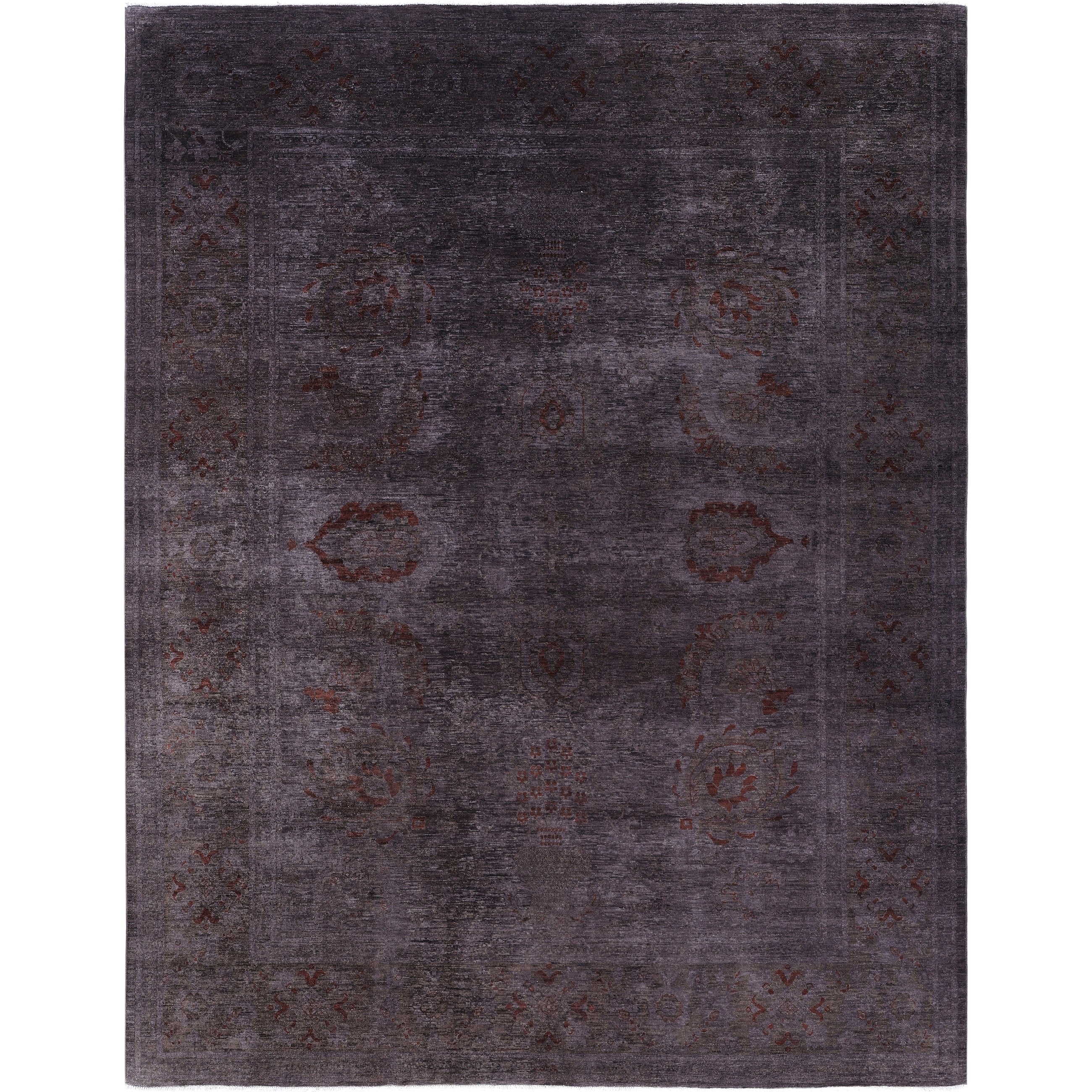 Overdyed Hand Knotted Wool Modern Contemporary Brown Area Rug 9 0 X 11 9