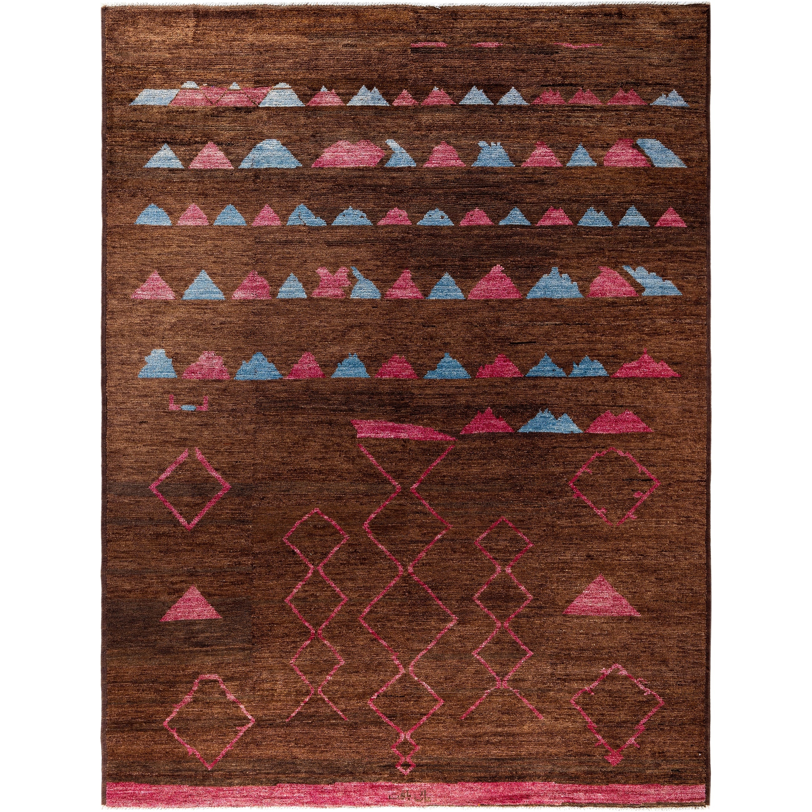 Overdyed Hand Knotted Wool Modern Contemporary Brown Area Rug 9 1 X 11 10