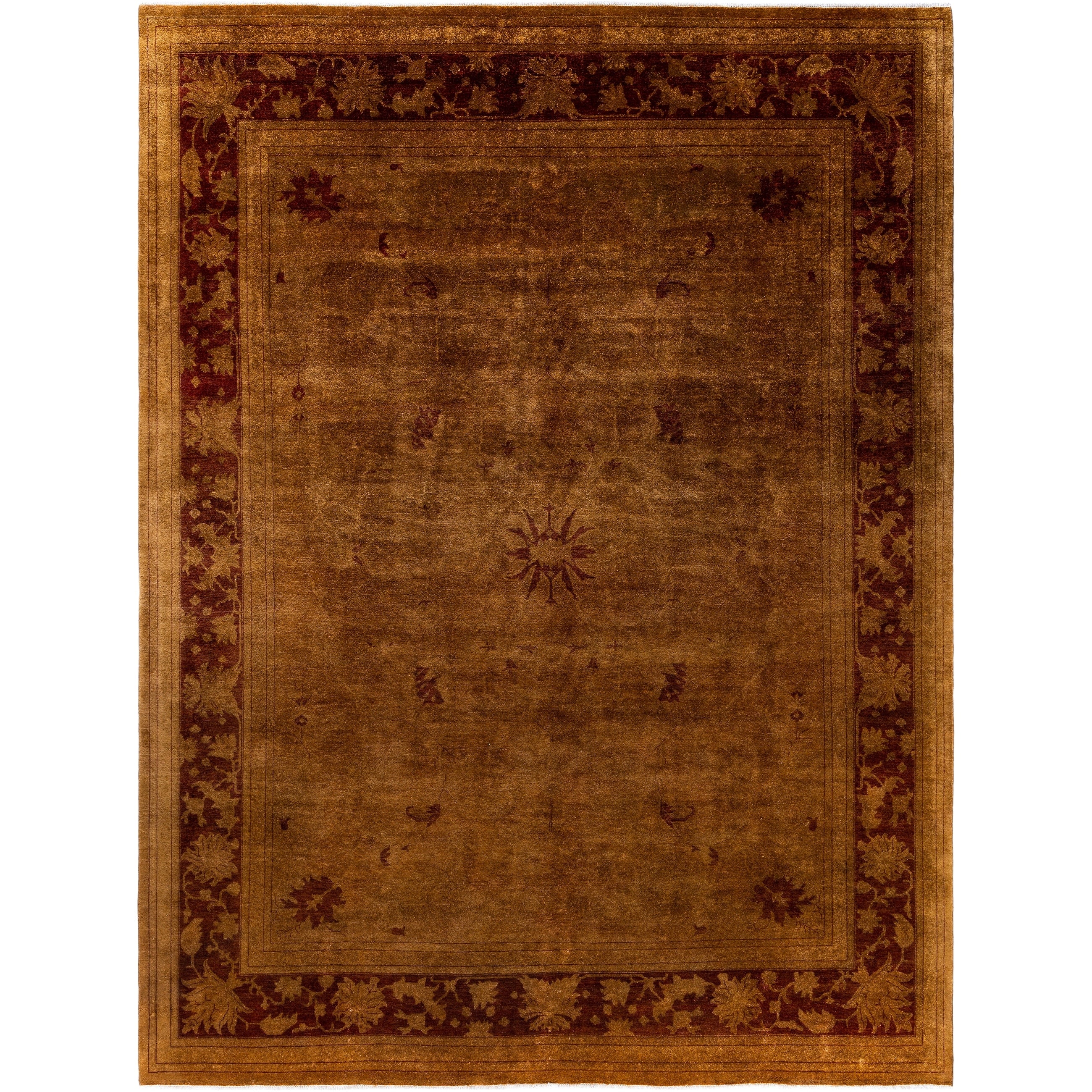 Overdyed Hand Knotted Wool Modern Contemporary Brown Area Rug 9 1 X 11 10