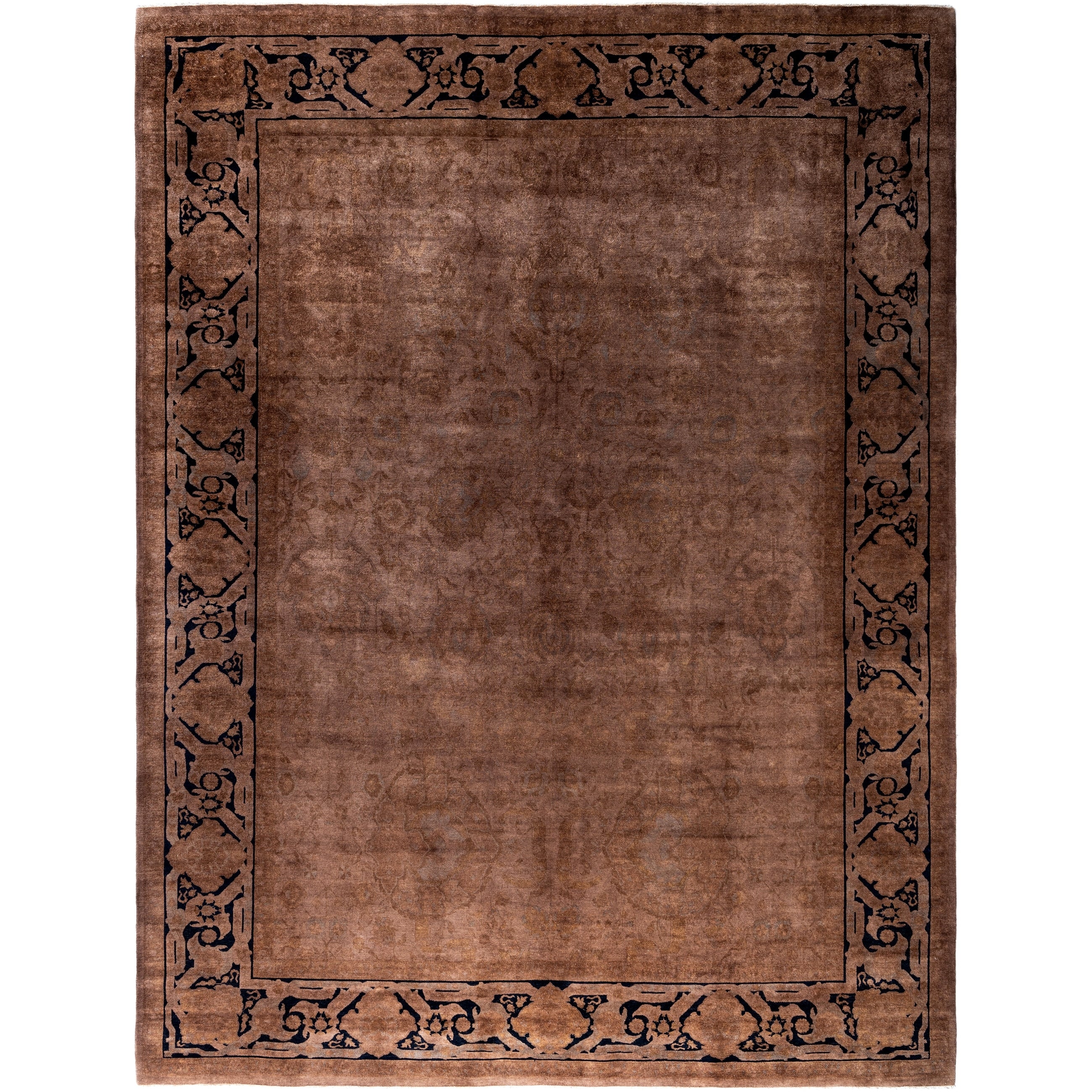 Overdyed Hand Knotted Wool Modern Contemporary Brown Area Rug 9 1 X 12 0