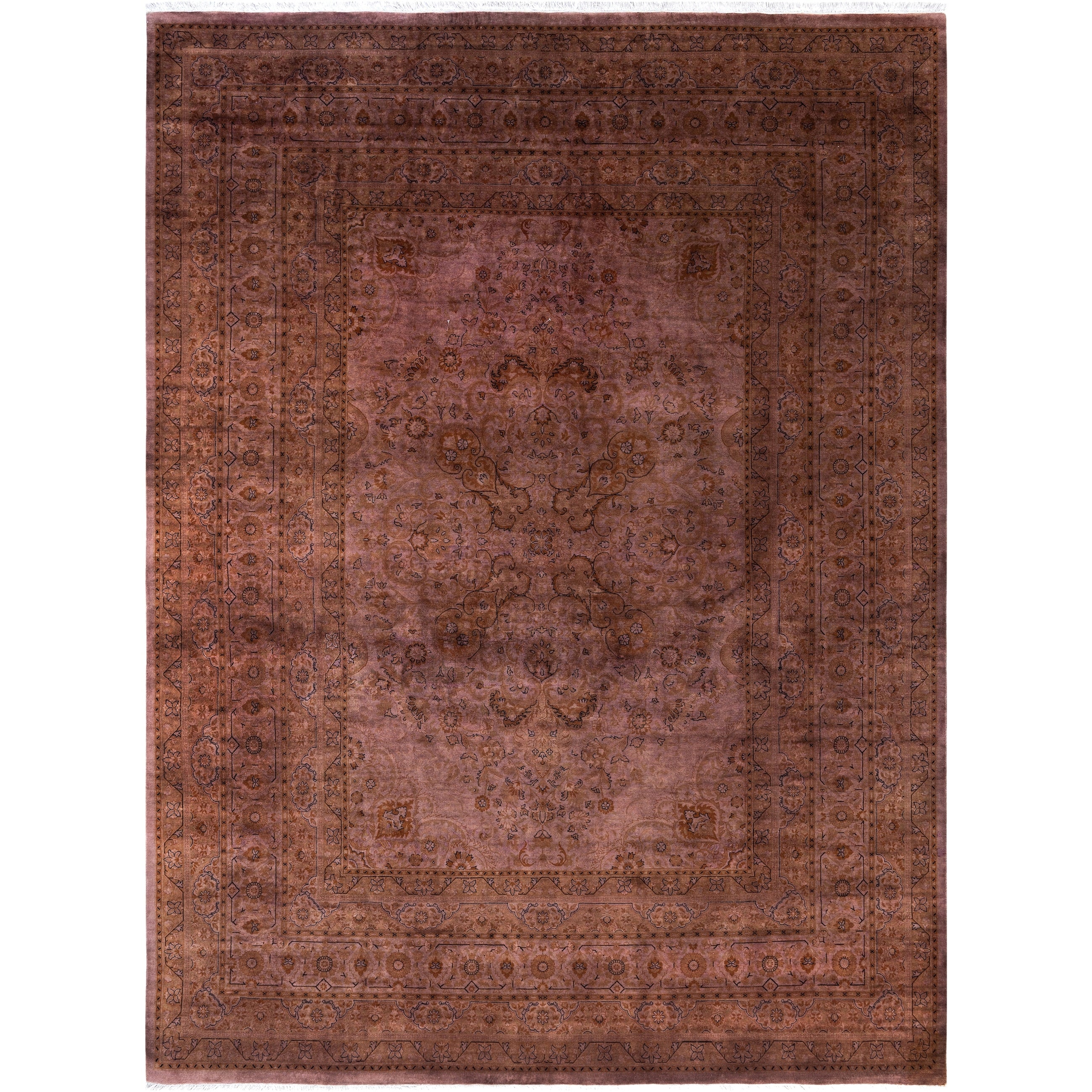 Overdyed Hand Knotted Wool Modern Contemporary Brown Area Rug 9 1 X 12 0