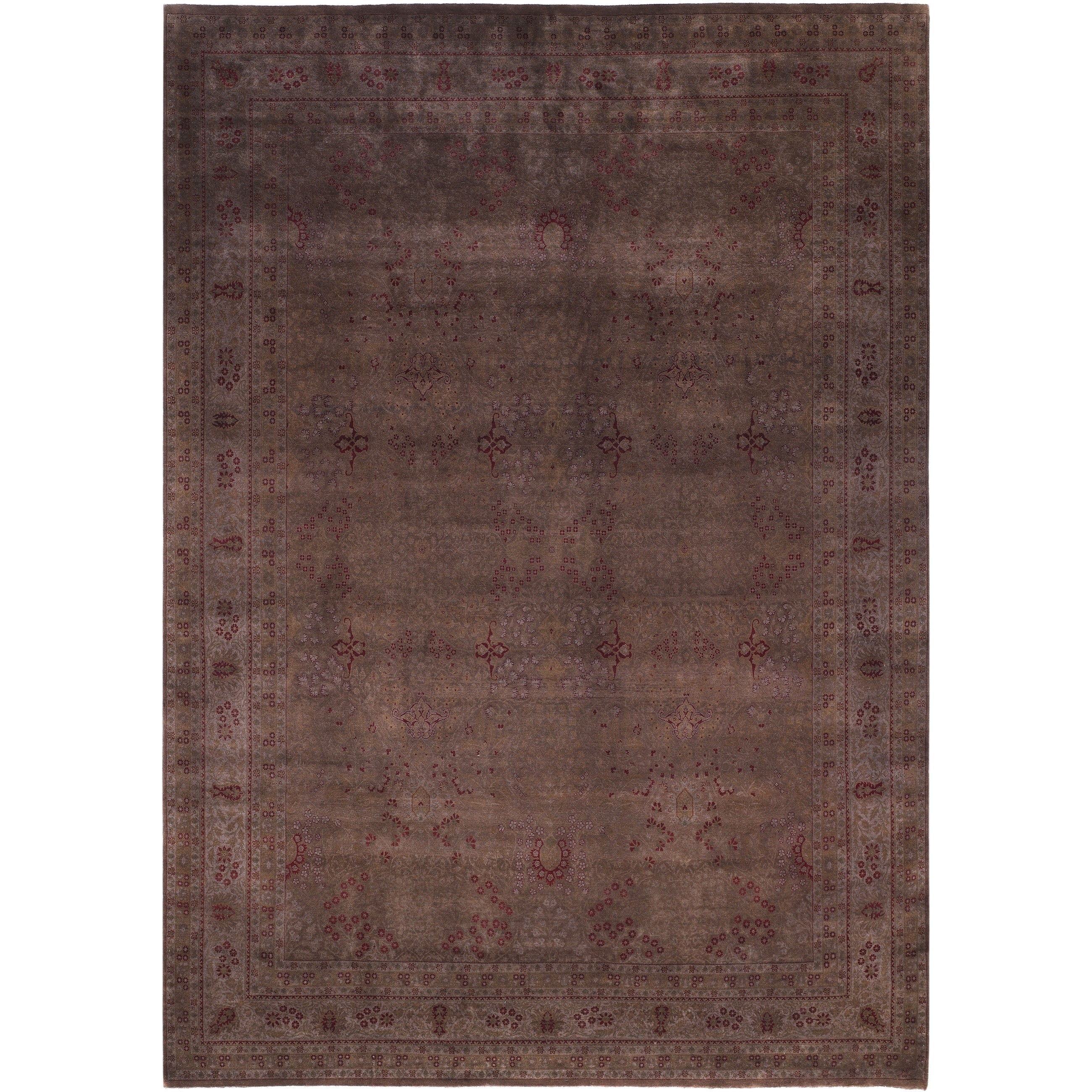 Overdyed Hand Knotted Wool Modern Contemporary Brown Area Rug 9 2 X 12 1