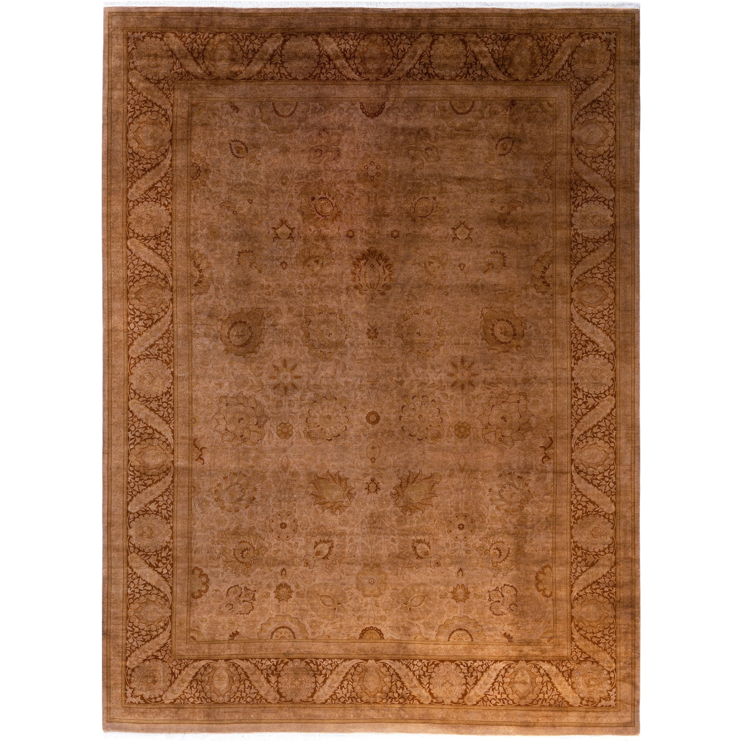 Overdyed Hand Knotted Wool Modern Contemporary Brown Area Rug 9 3 X 12 7