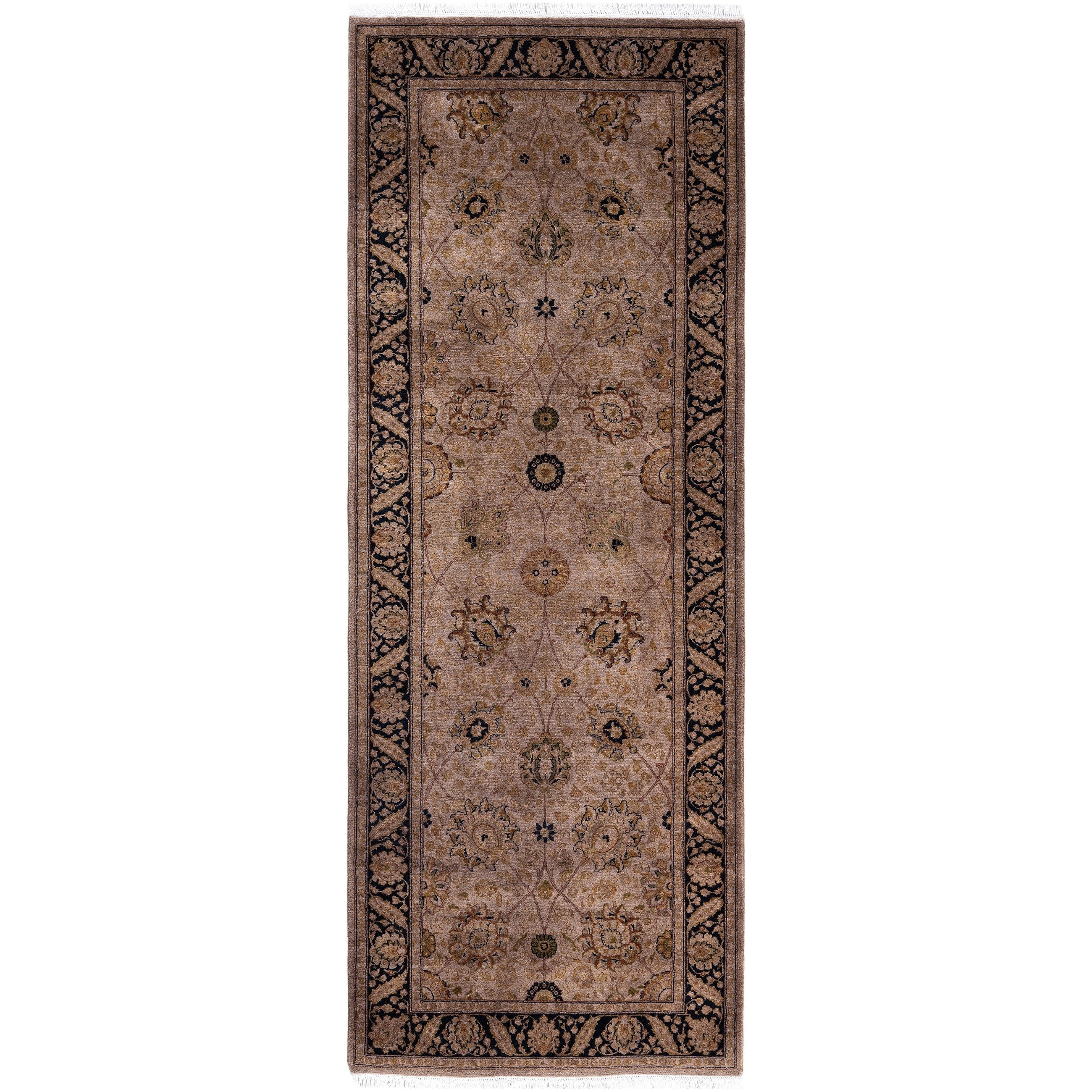 Overdyed Hand Knotted Wool Modern Contemporary Brown Runner 2 11 X 8 1