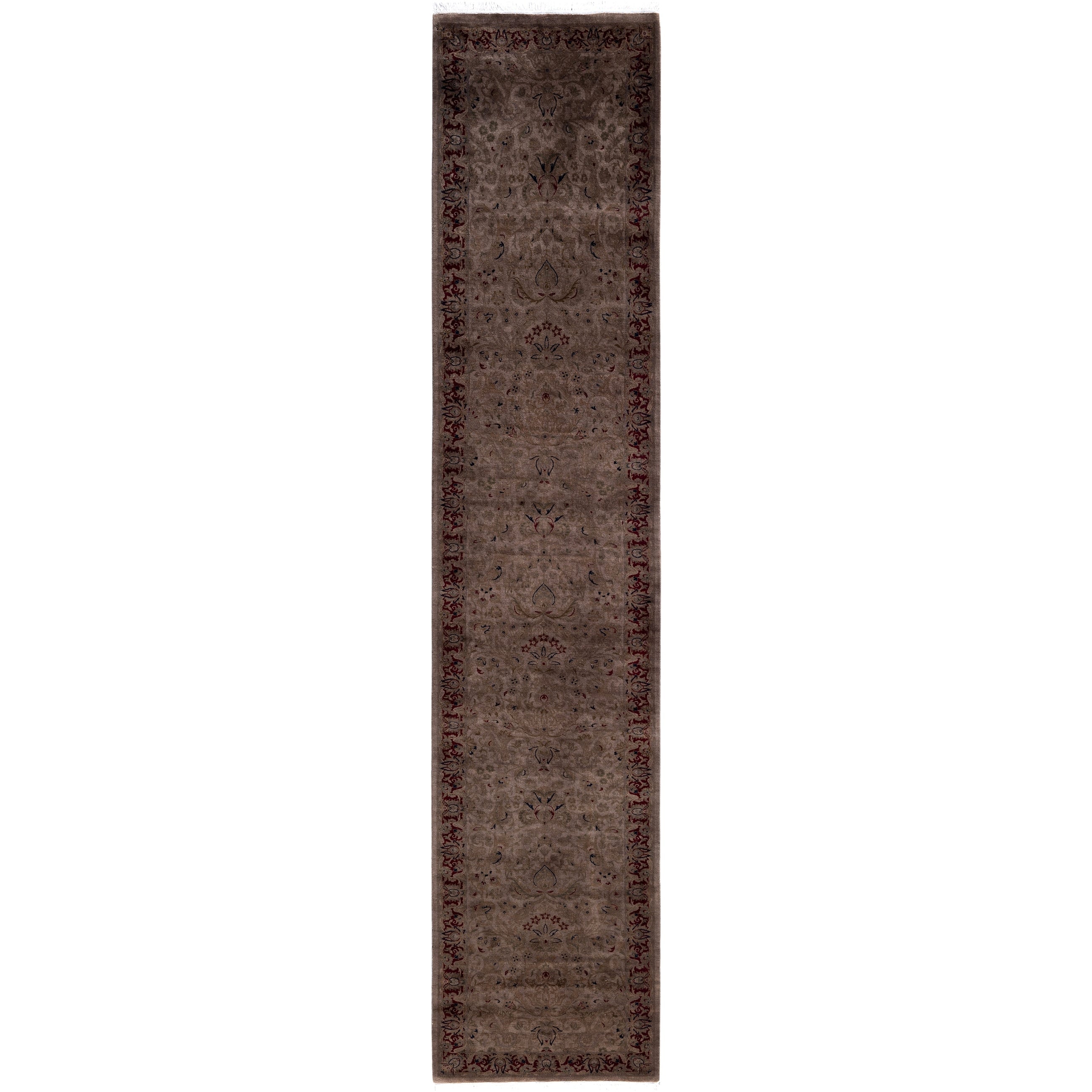 Overdyed Hand Knotted Wool Modern Contemporary Brown Runner 2 6 X 12 3