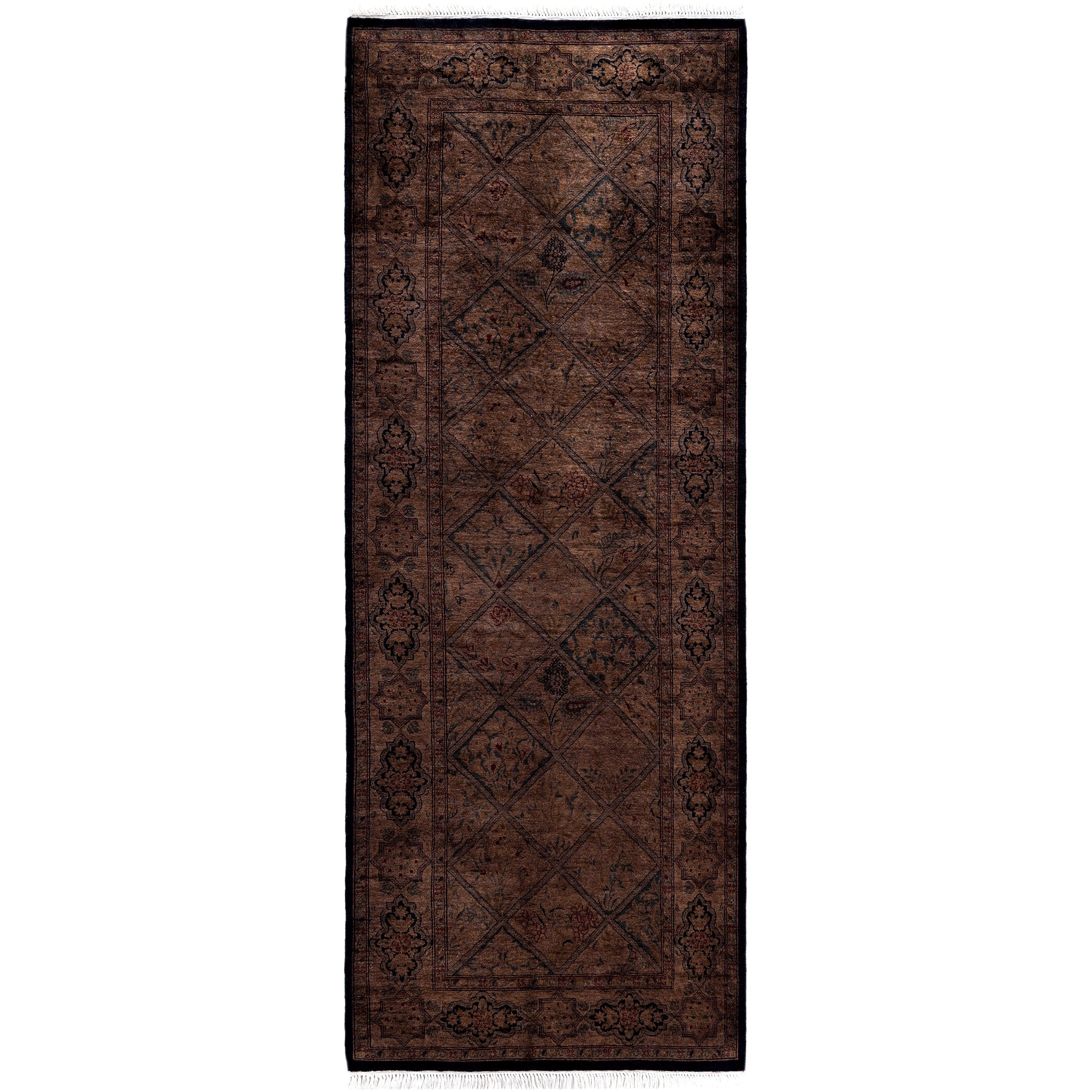 Overdyed Hand Knotted Wool Modern Contemporary Brown Runner 2 6 X 6 10