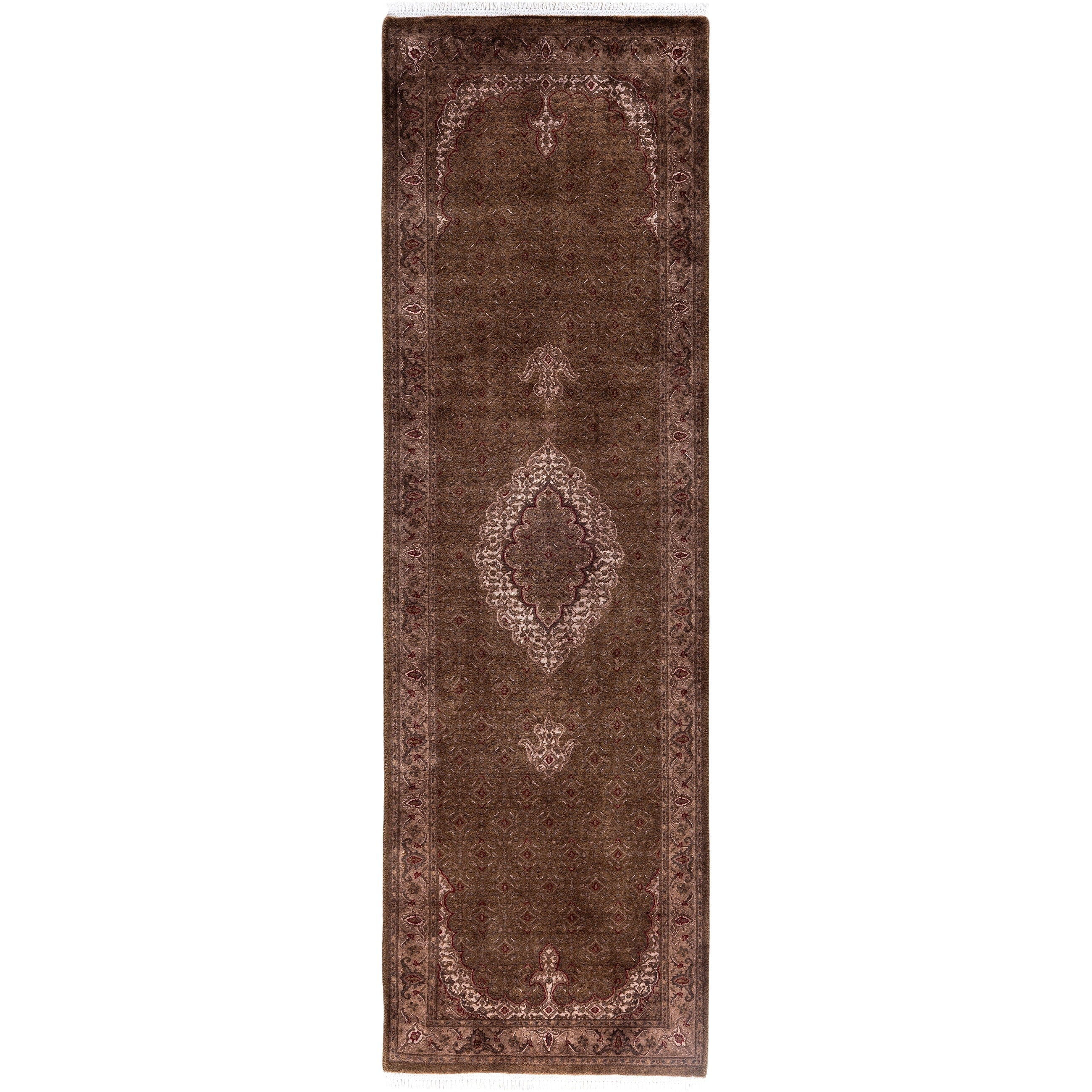 Overdyed Hand Knotted Wool Modern Contemporary Brown Runner 2 6 X 8 5