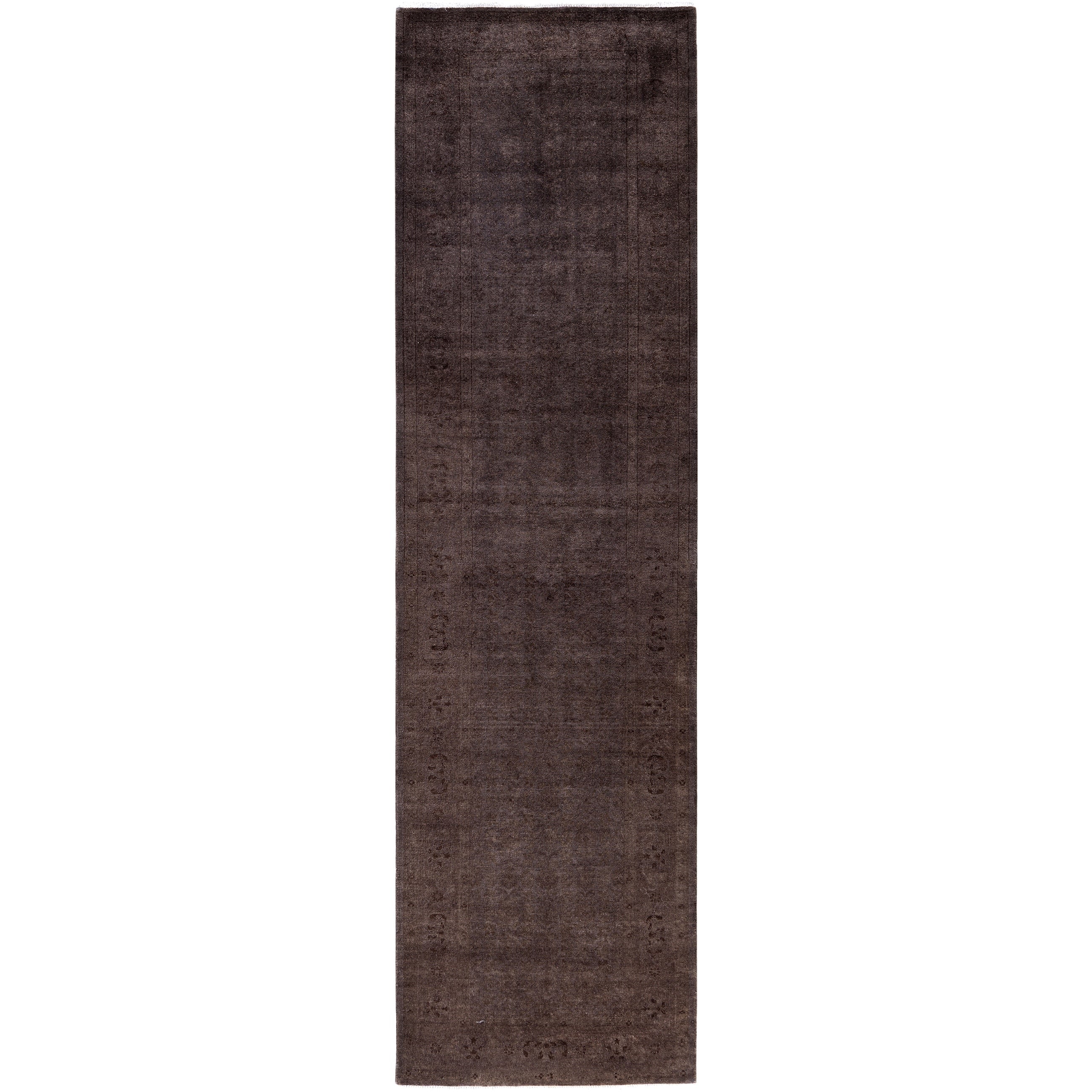 Overdyed Hand Knotted Wool Modern Contemporary Brown Runner 2 7 X 10 2