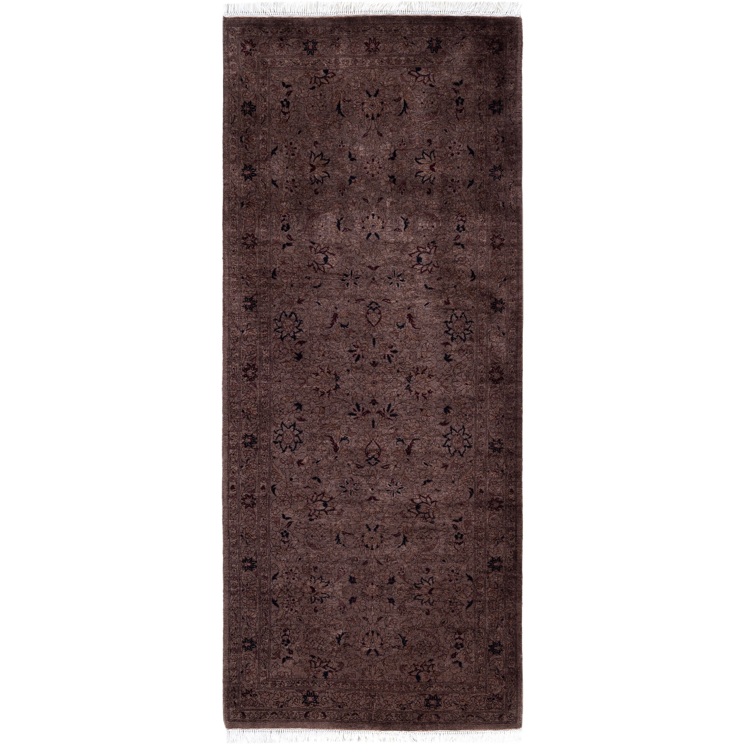 Overdyed Hand Knotted Wool Modern Contemporary Brown Runner 2 7 X 6 5