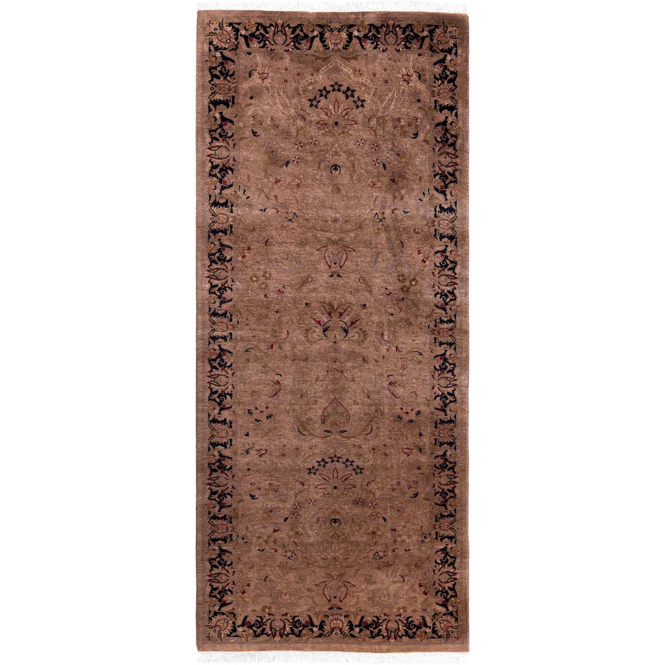 Overdyed Hand Knotted Wool Modern Contemporary Brown Runner 2 7 X 6 5