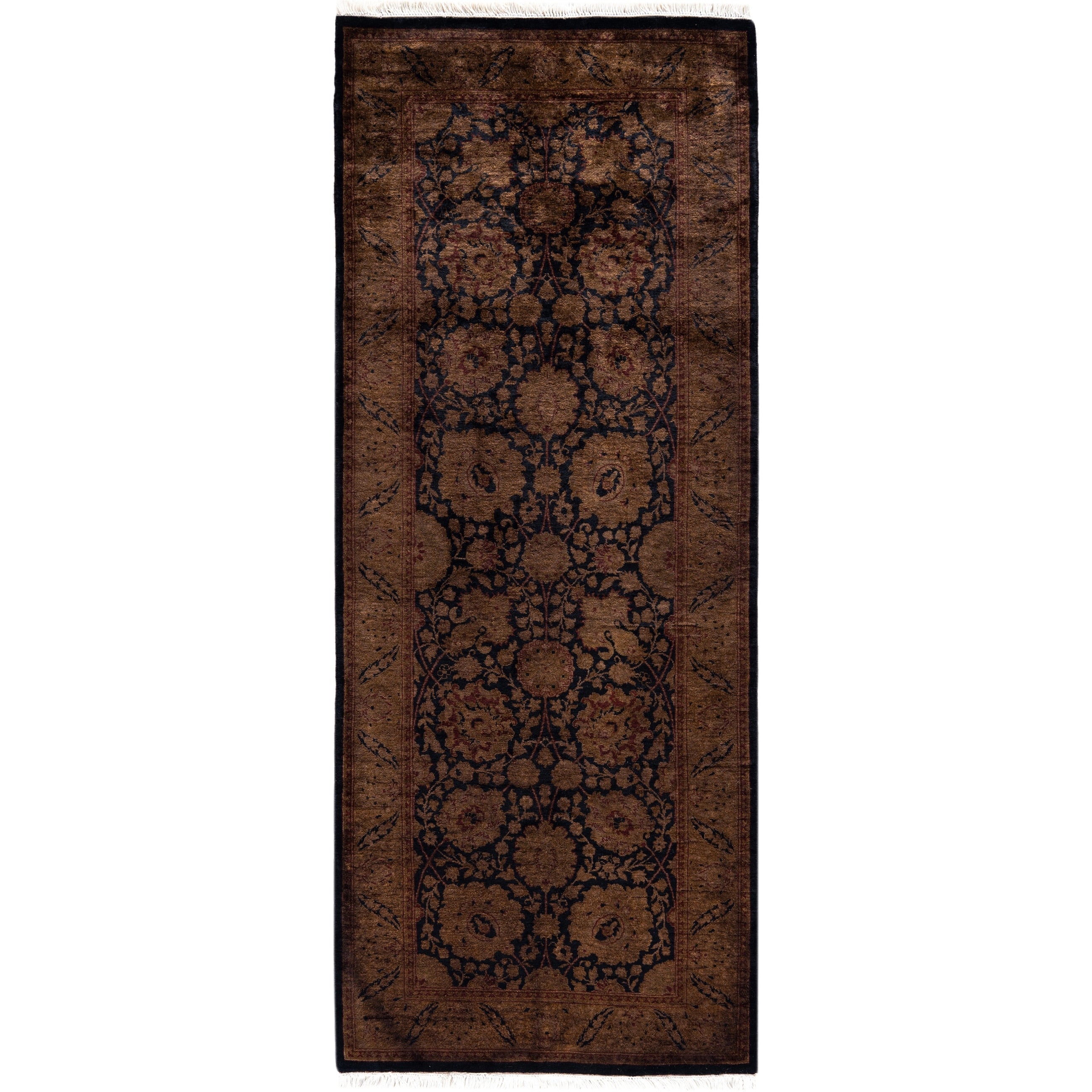 Overdyed Hand Knotted Wool Modern Contemporary Brown Runner 2 7 X 6 8