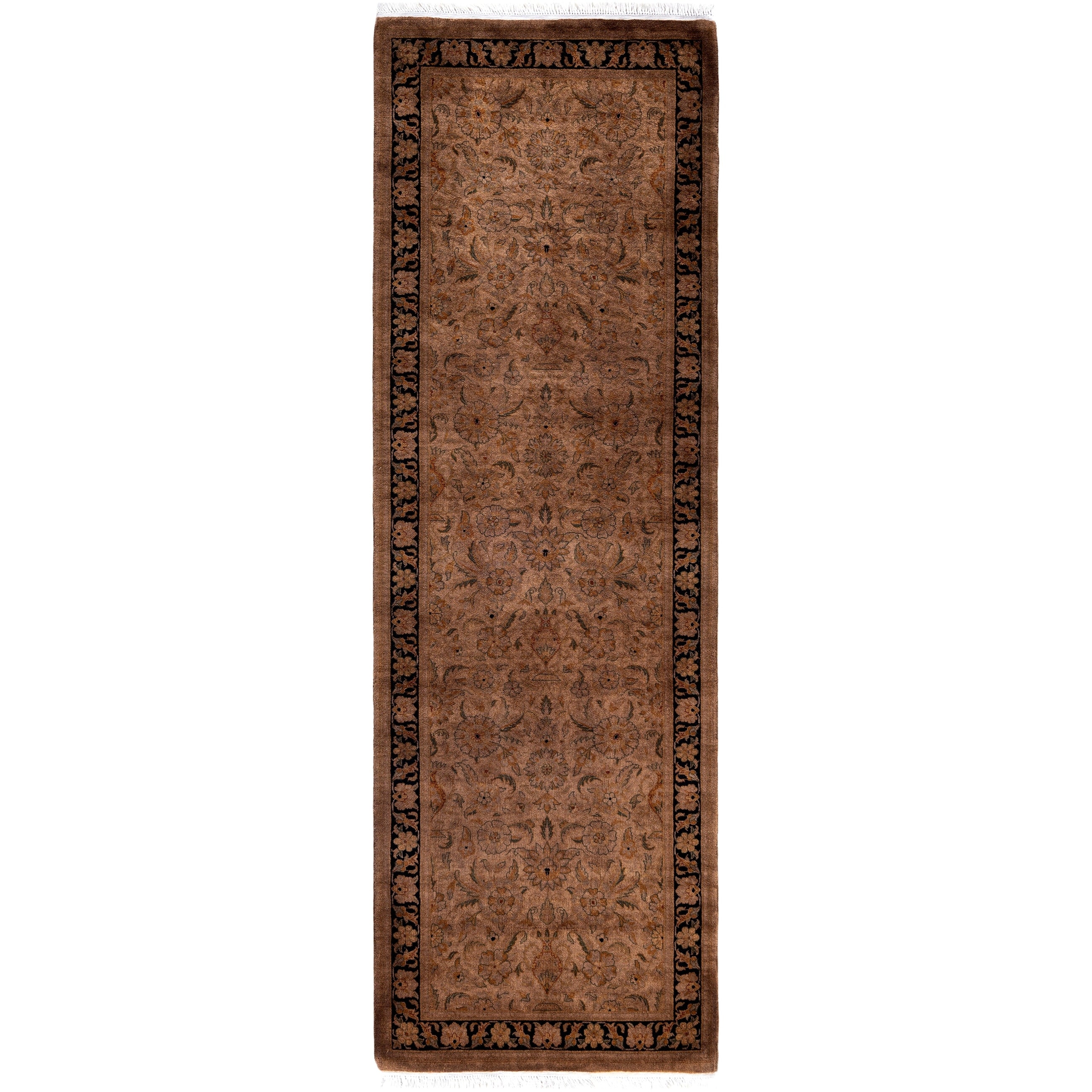 Overdyed Hand Knotted Wool Modern Contemporary Brown Runner 2 7 X 8 1