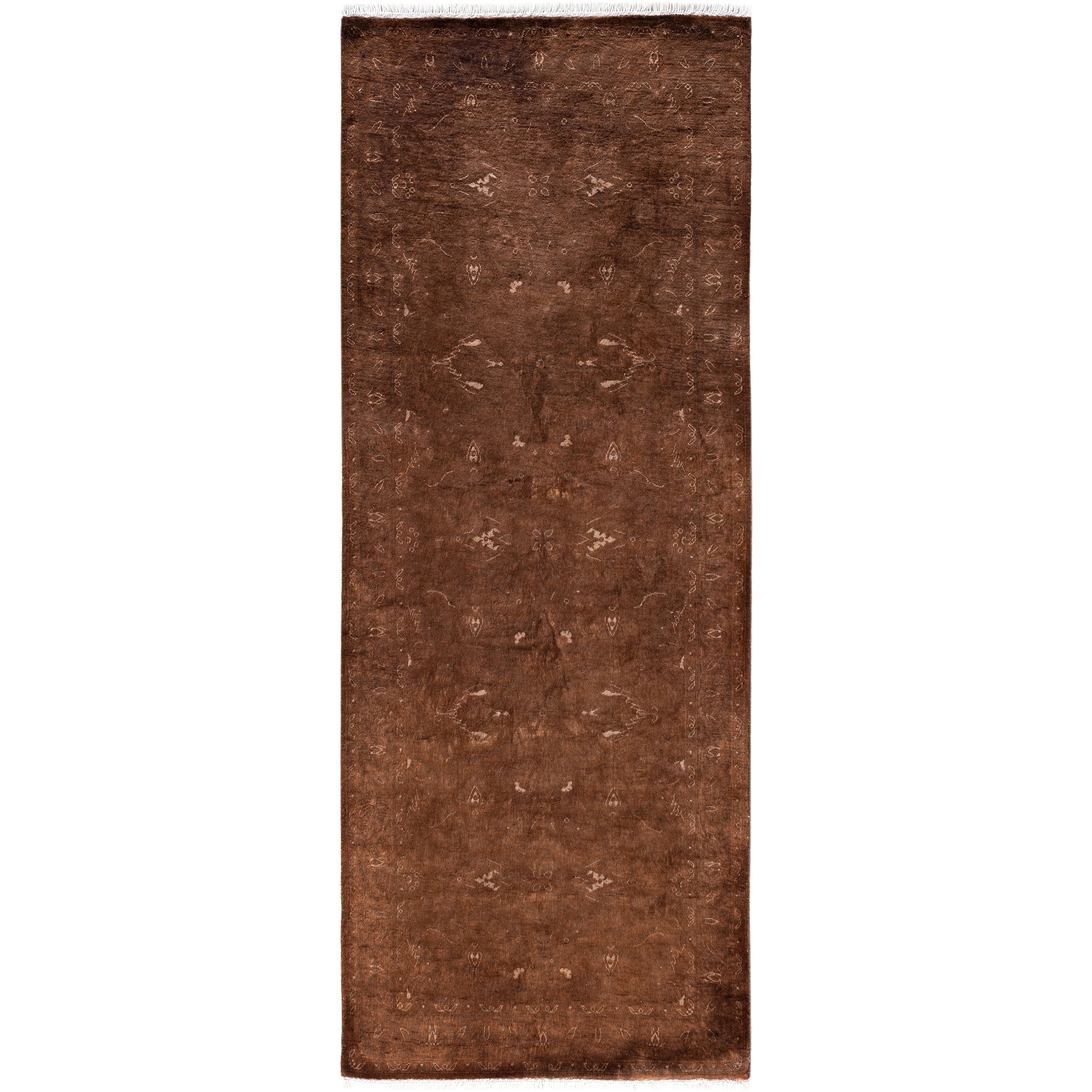 Overdyed Hand Knotted Wool Modern Contemporary Brown Runner 2 8 X 6 10