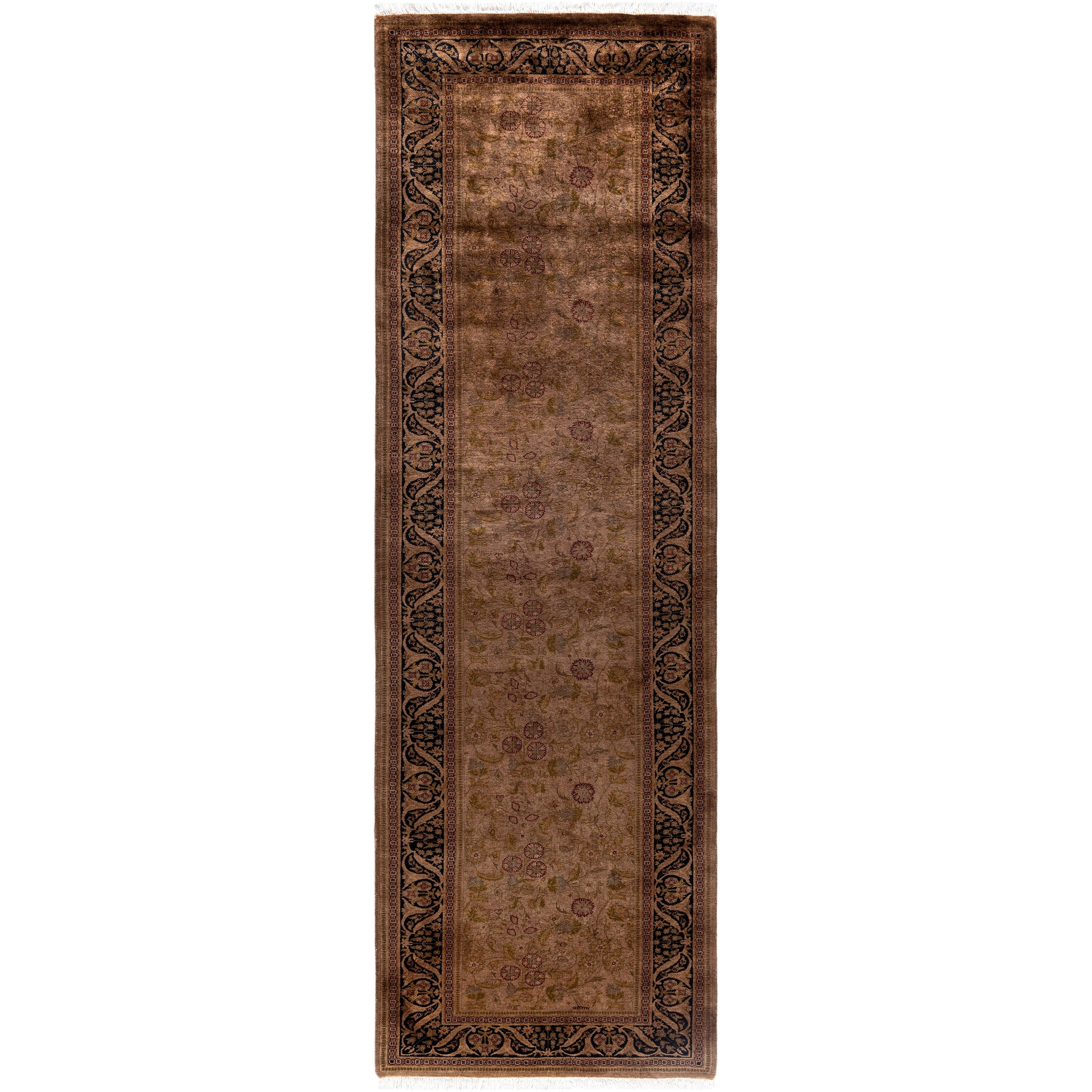 Overdyed Hand Knotted Wool Modern Contemporary Brown Runner 2 8 X 8 6