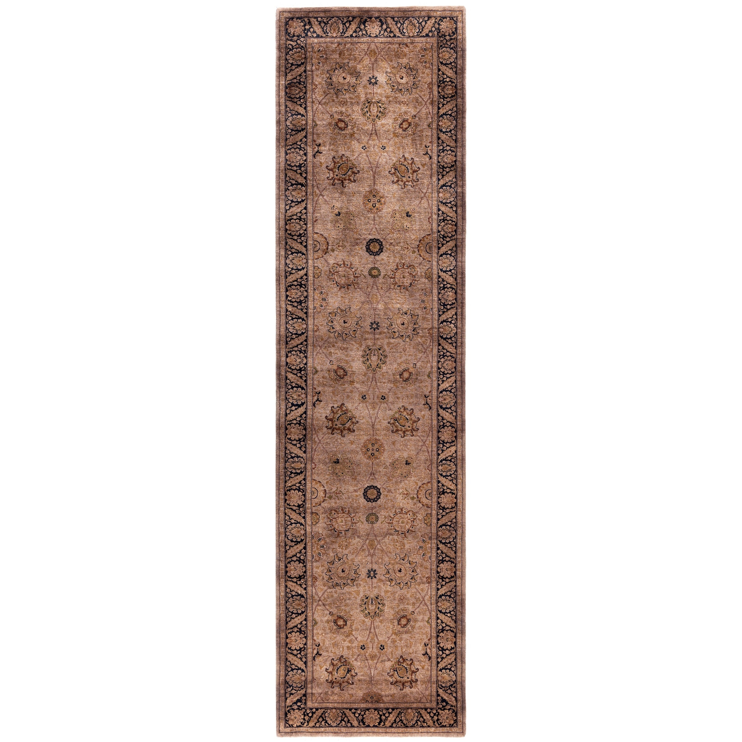 Overdyed Hand Knotted Wool Modern Contemporary Brown Runner 3 1 X 12 2