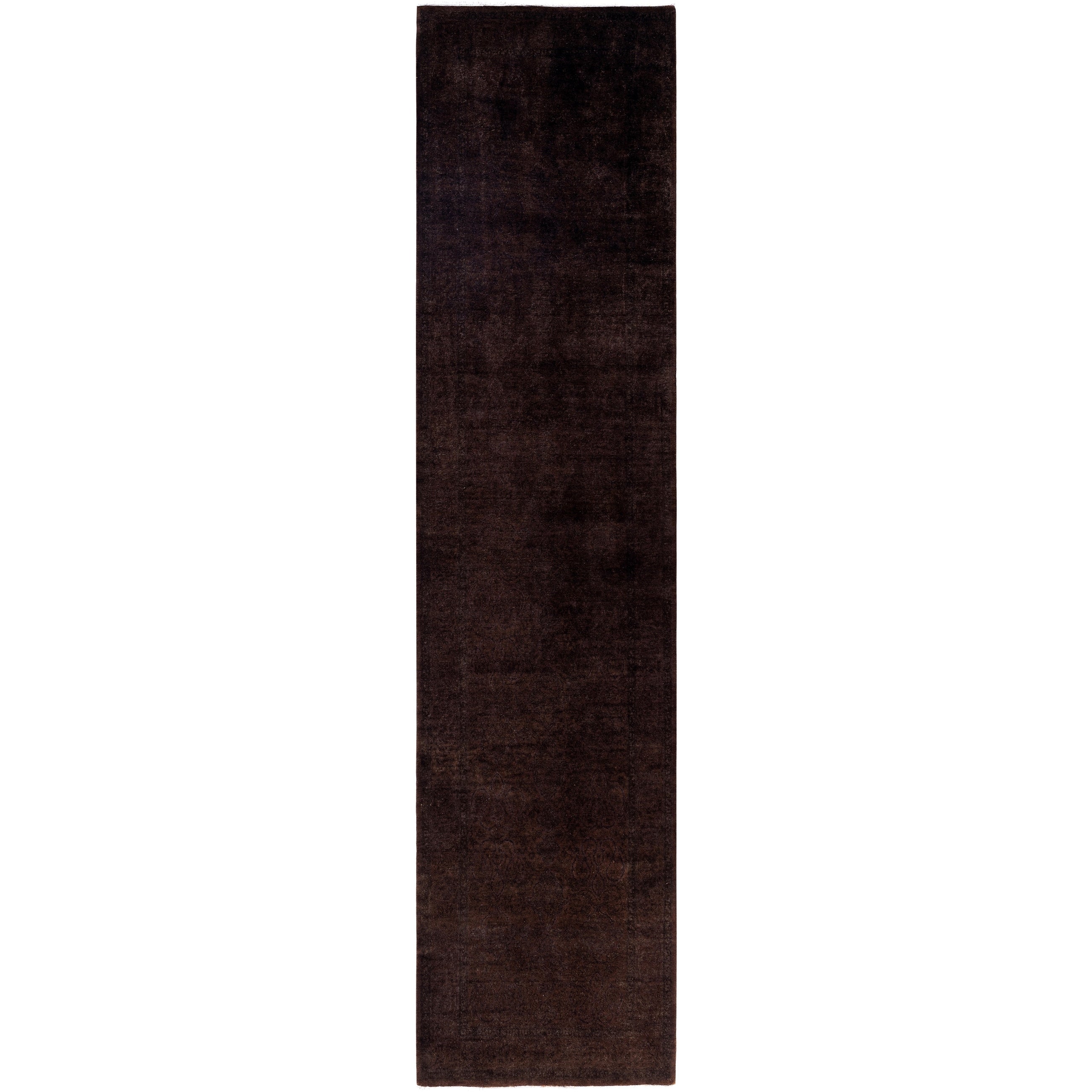 Overdyed Hand Knotted Wool Modern Contemporary Brown Runner 3 1 X 13 1