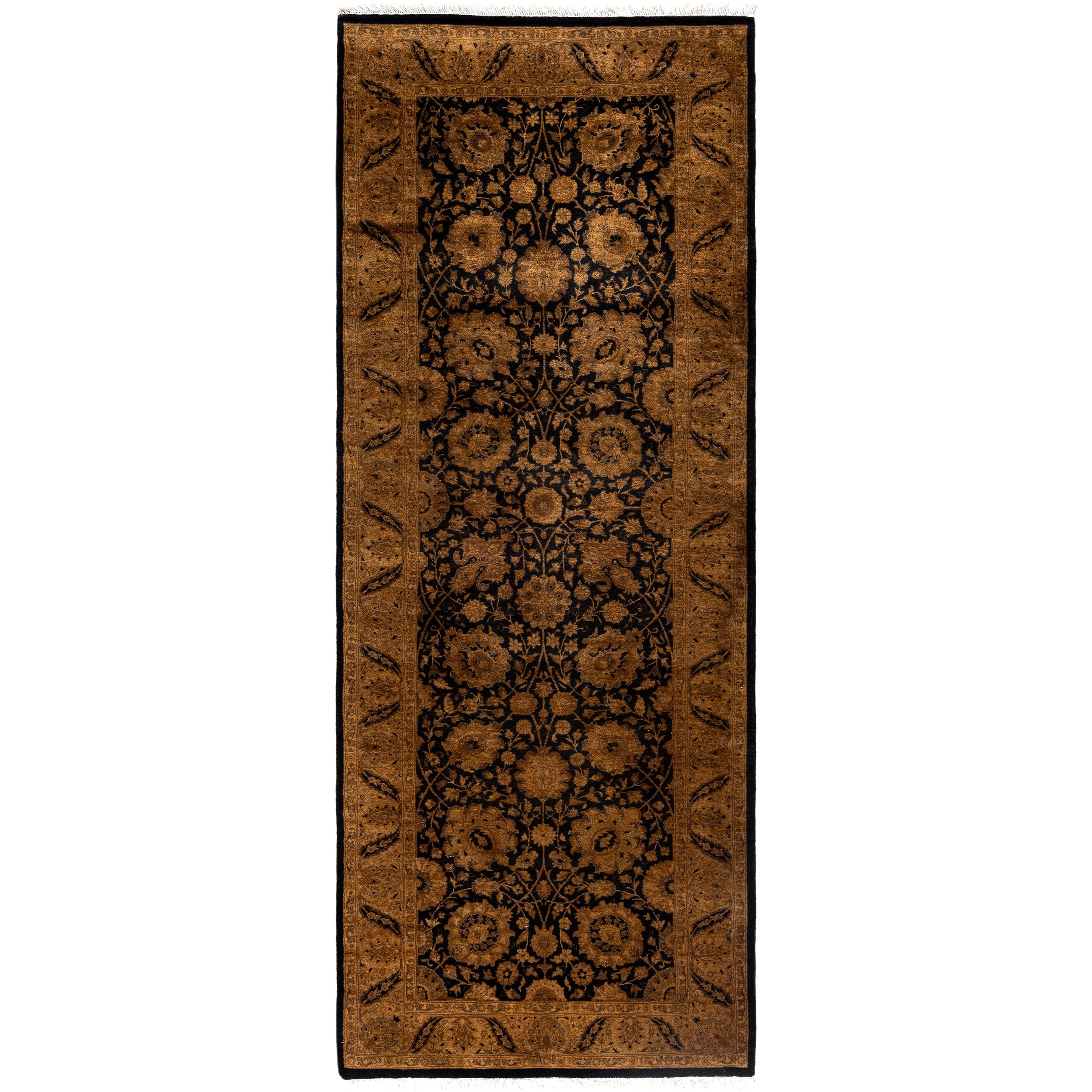 Overdyed Hand Knotted Wool Modern Contemporary Brown Runner 3 1 X 8 2