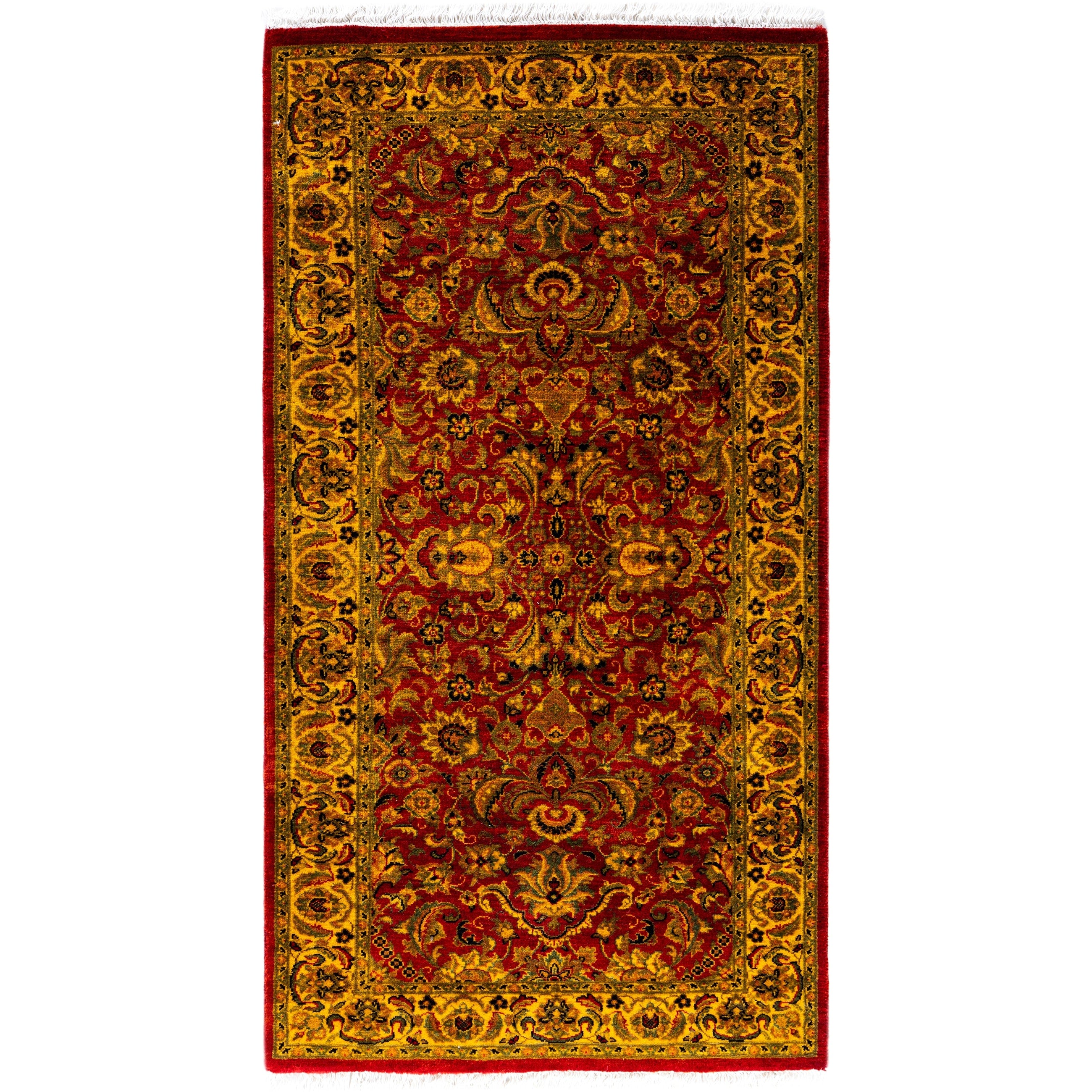 Overdyed Hand Knotted Wool Modern Contemporary Gold Area Rug 2 2 X 4 1