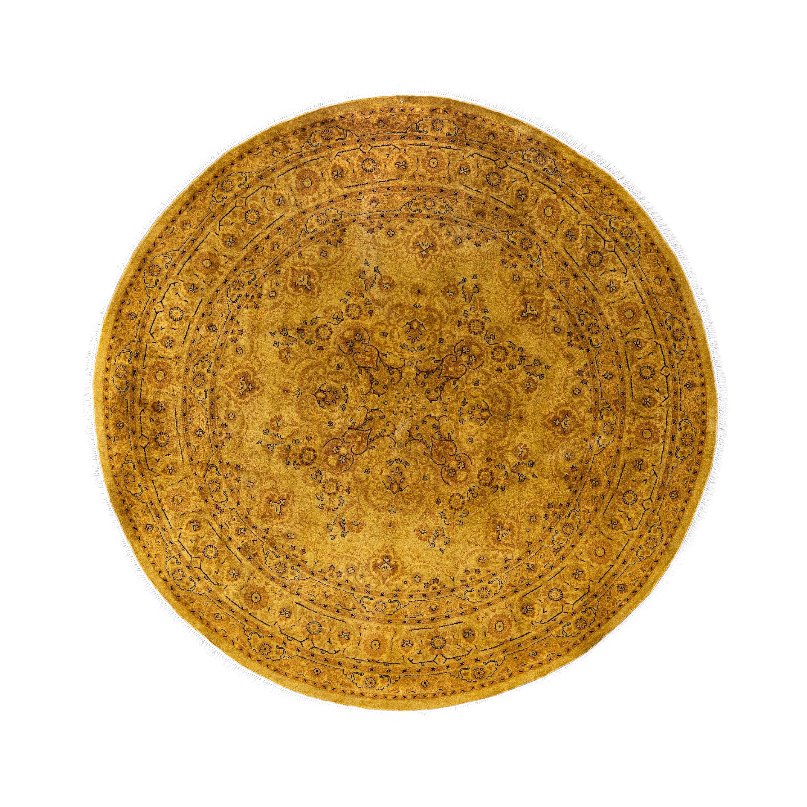 Overdyed Hand Knotted Wool Modern Contemporary Gold Area Rug 6 1 X 6 1