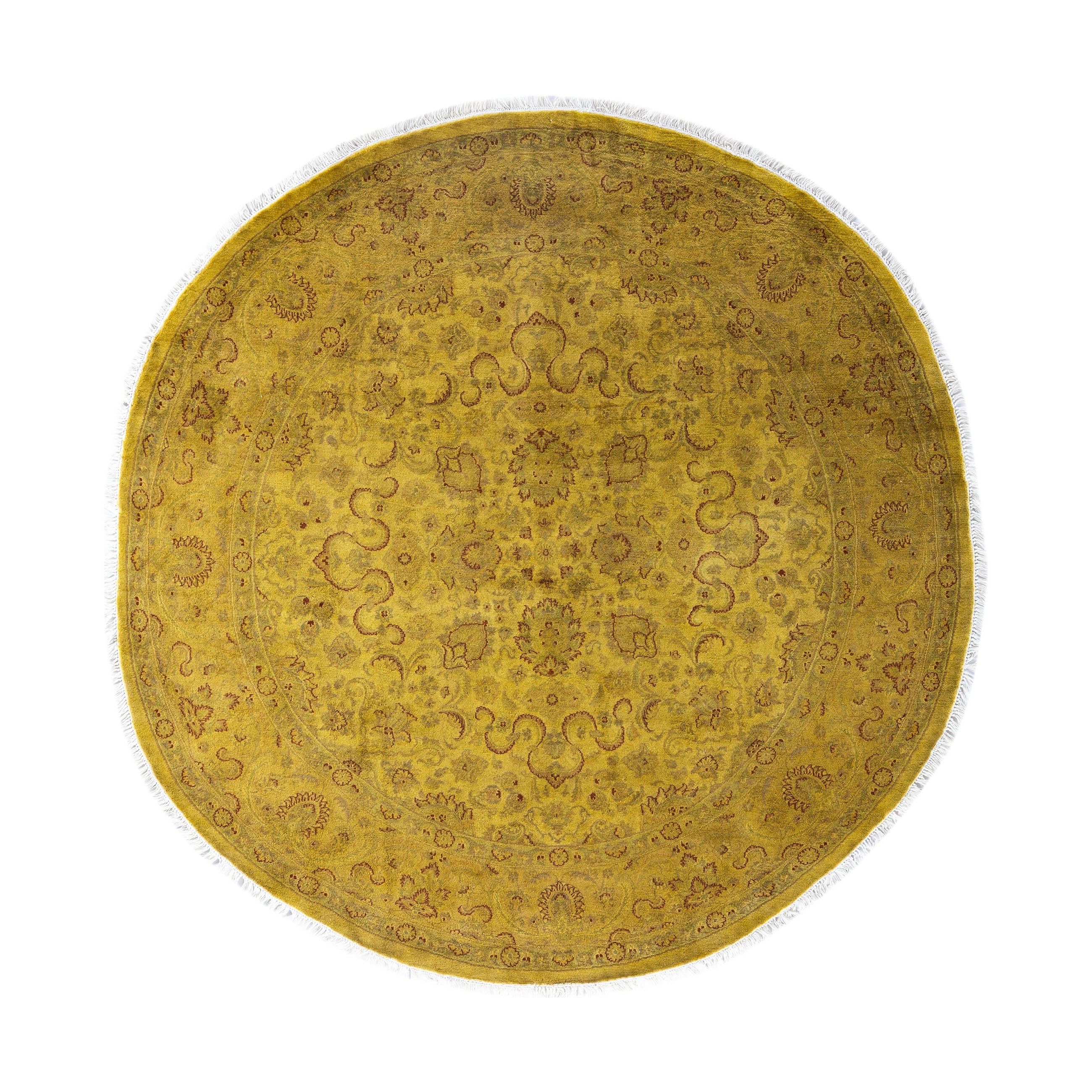 Overdyed Hand Knotted Wool Modern Contemporary Gold Area Rug 6 1 X 6 1