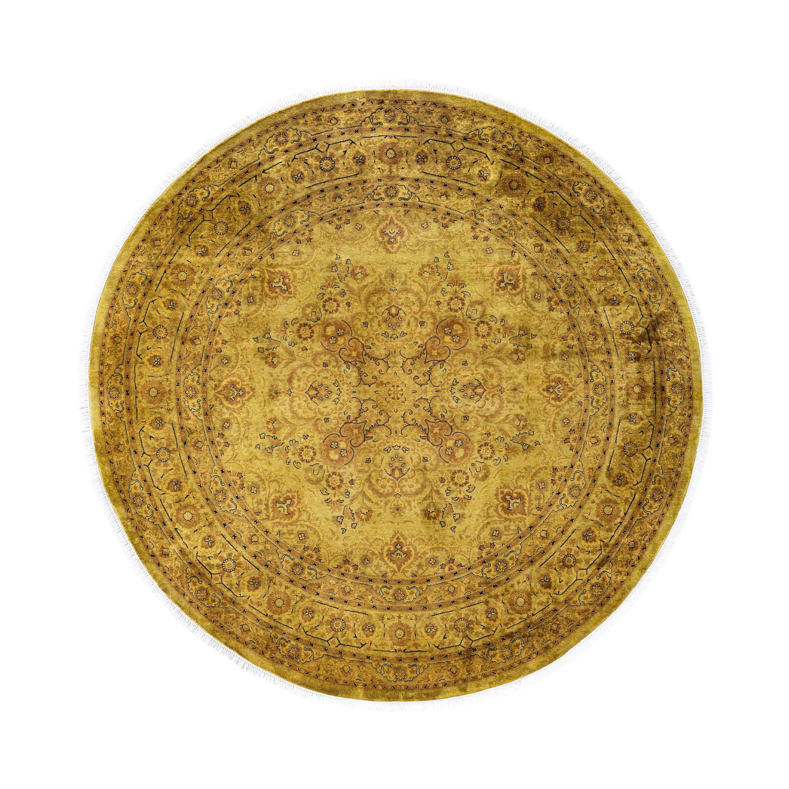 Overdyed Hand Knotted Wool Modern Contemporary Gold Area Rug 6 1 X 6 1