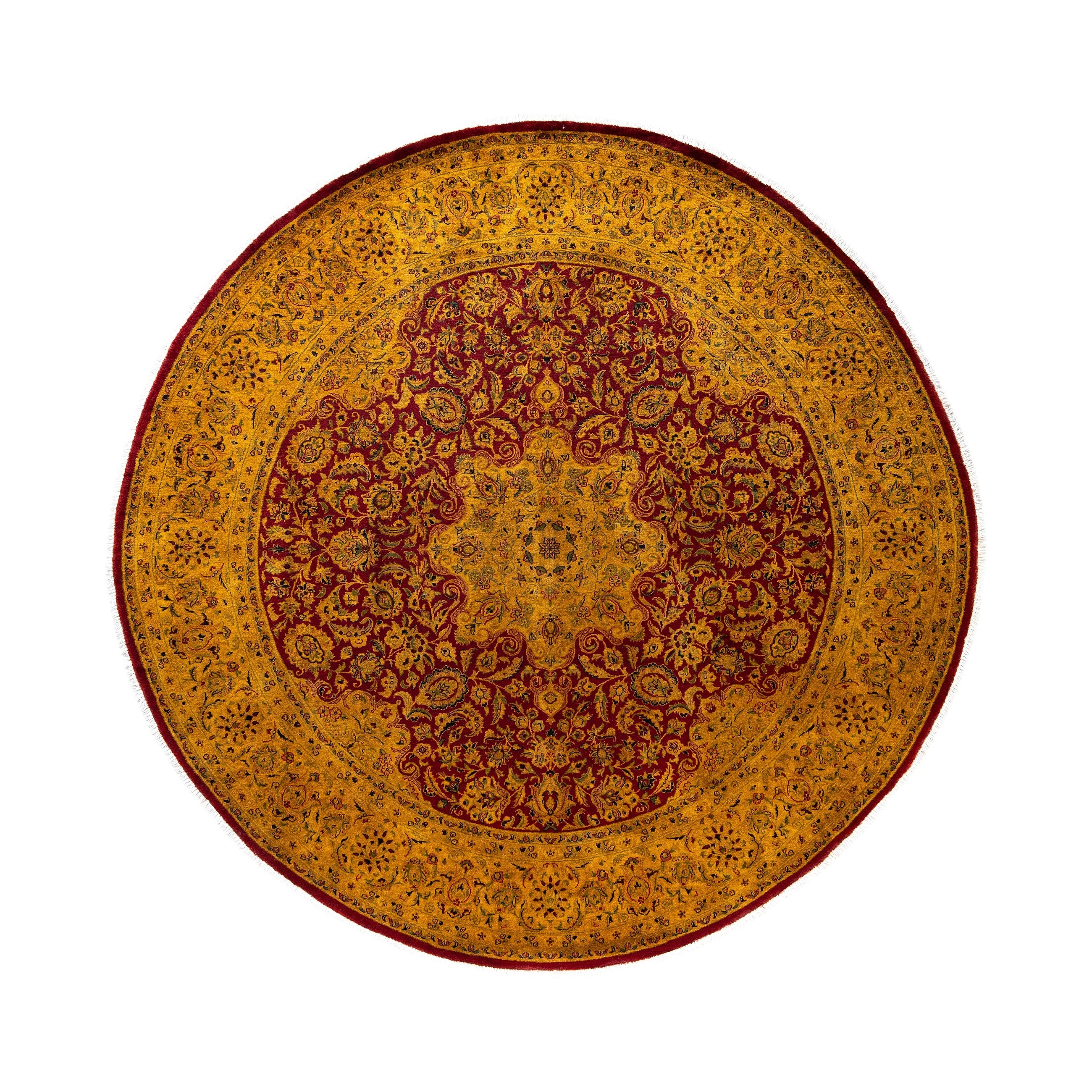 Overdyed Hand Knotted Wool Modern Contemporary Gold Area Rug 8 3 X 8 5