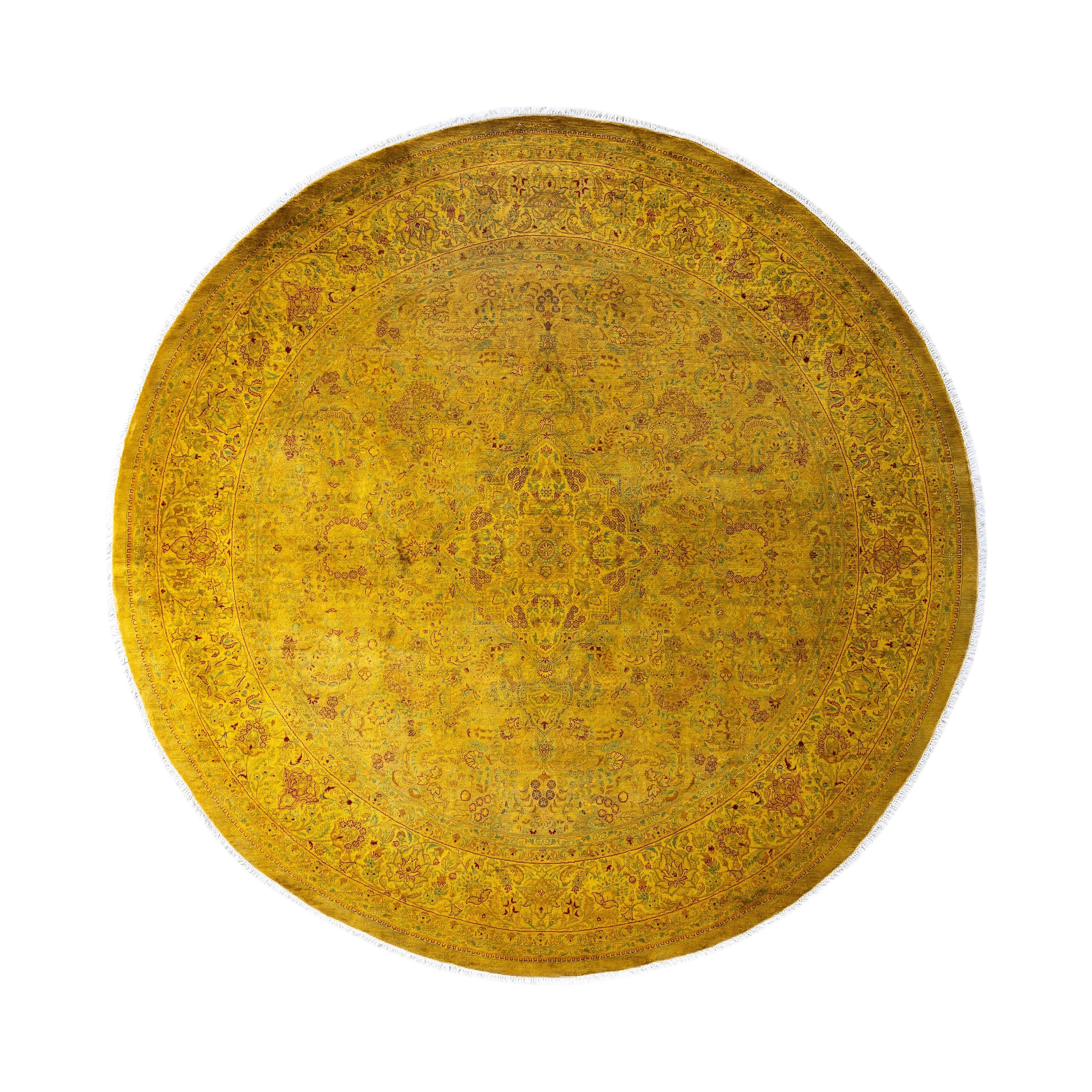 Overdyed Hand Knotted Wool Modern Contemporary Gold Area Rug 8 4 X 8 4