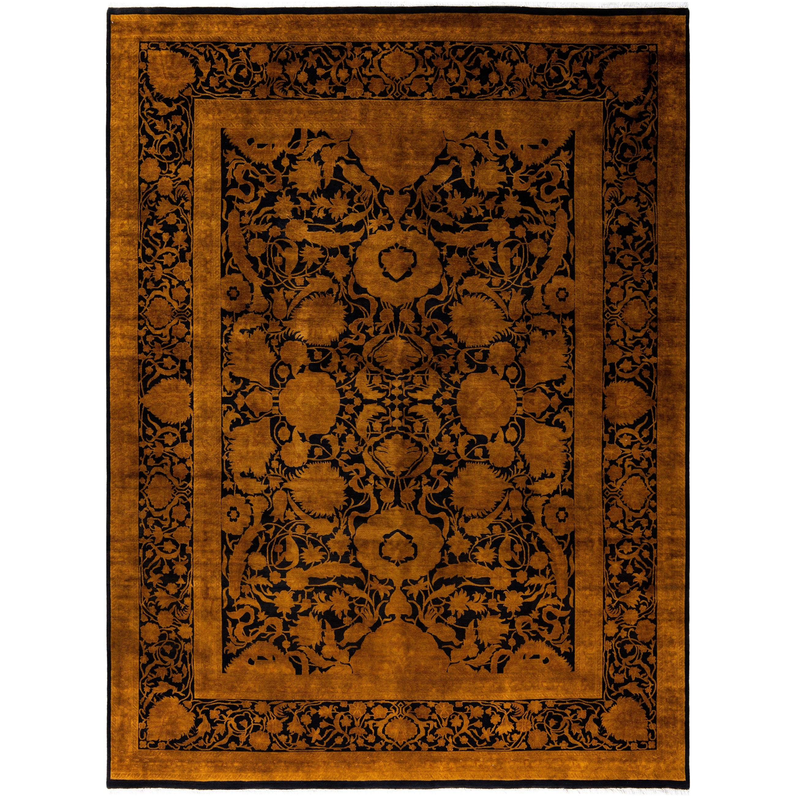Overdyed Hand Knotted Wool Modern Contemporary Gold Area Rug 9 1 X 12 0
